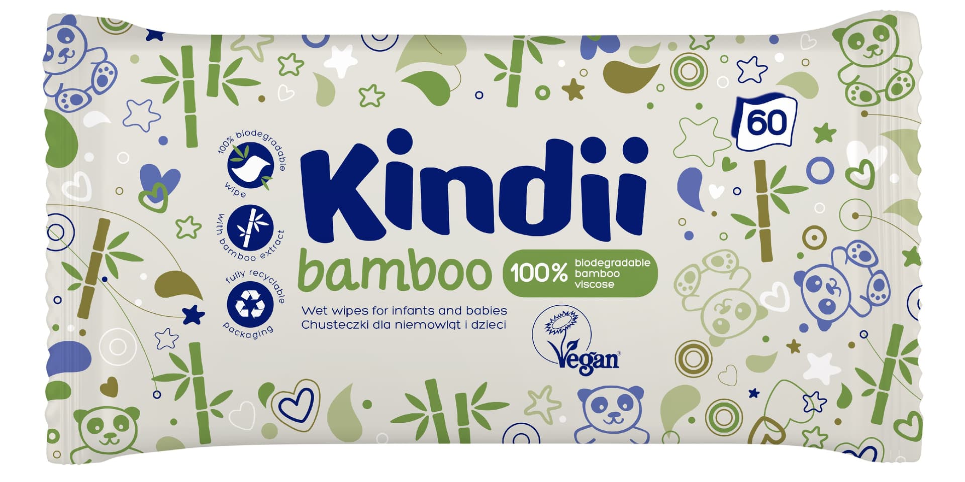 

Kindii Bamboo Bambusowe Chusteczki oczyszczające dla dzieci i niemowląt 1op.-60szt