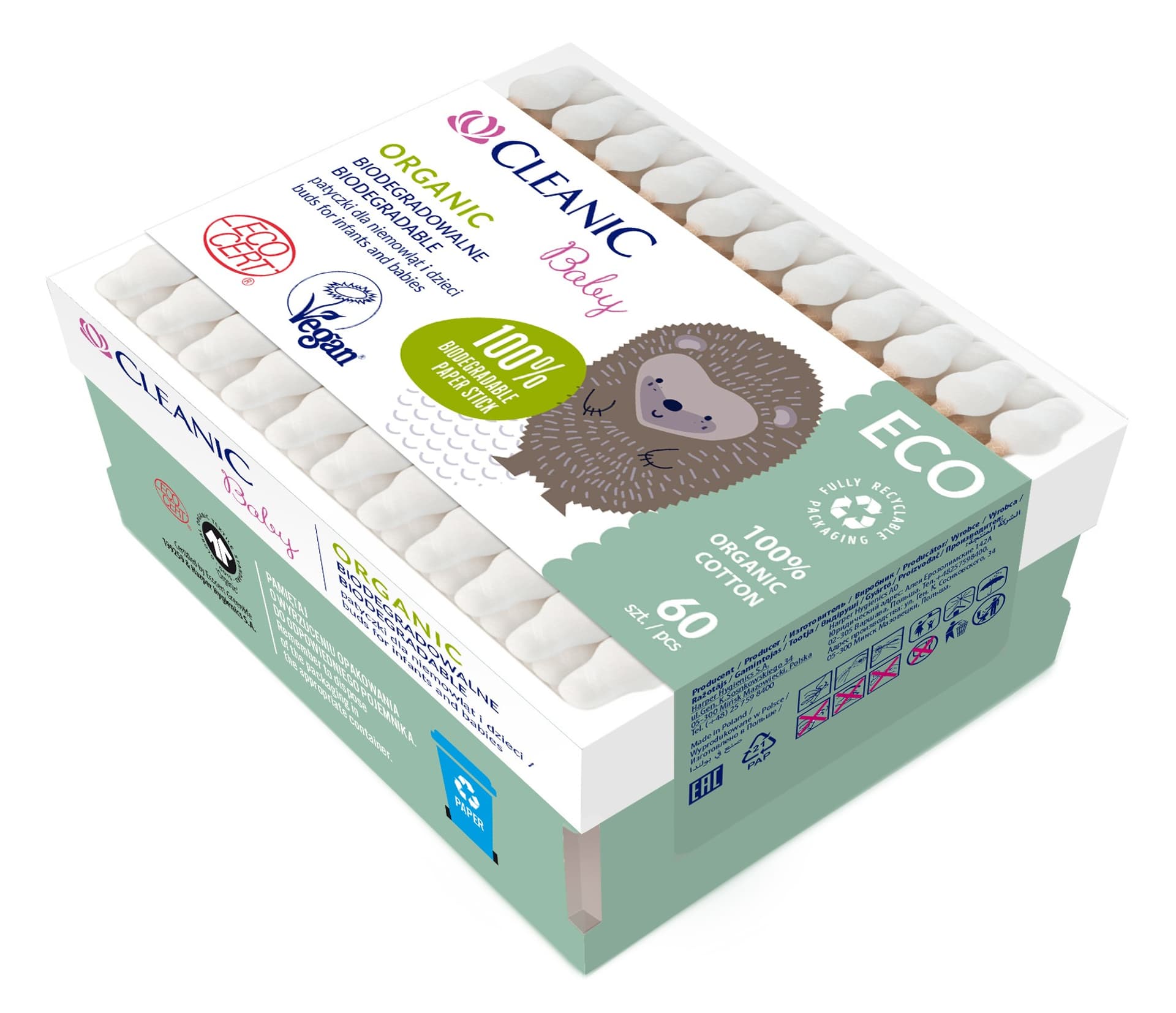 

Cleanic Baby Eco Patyczki dla niemowląt i dzieci Organic - biodegradowalne 1op.-60szt