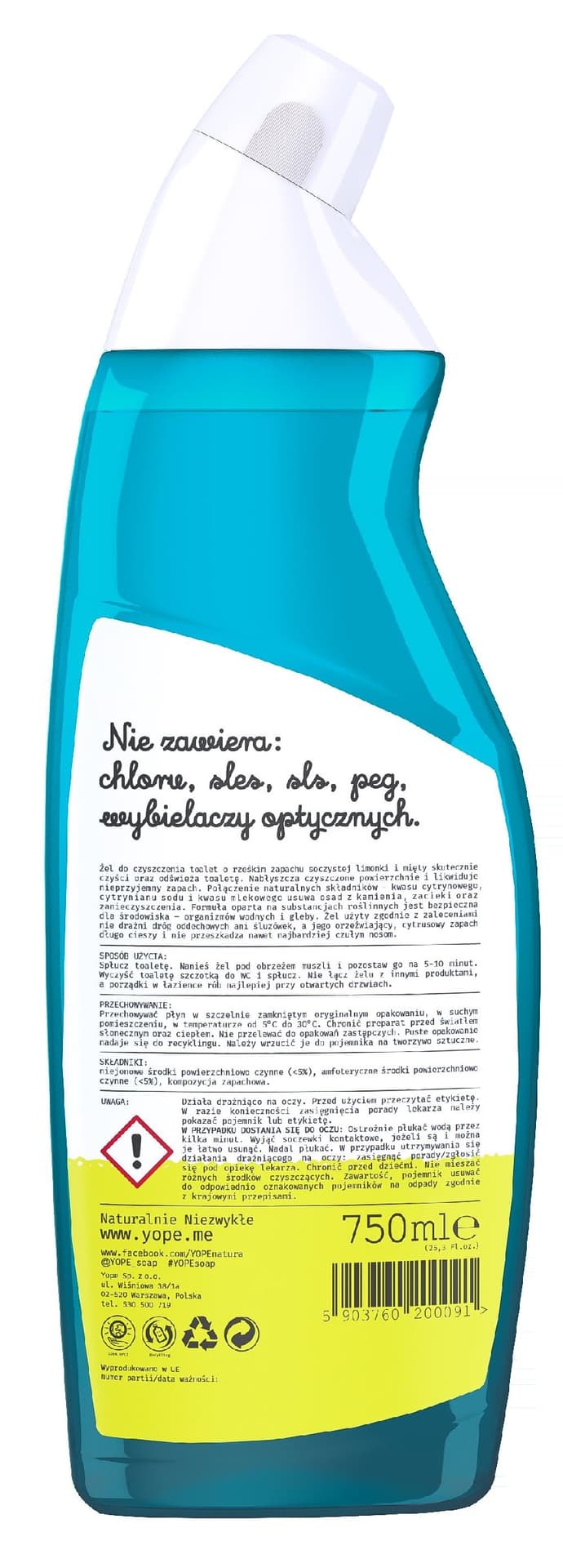 

Yope Limonka i mięta naturalny żel do czyszczenia toalet 750 ml