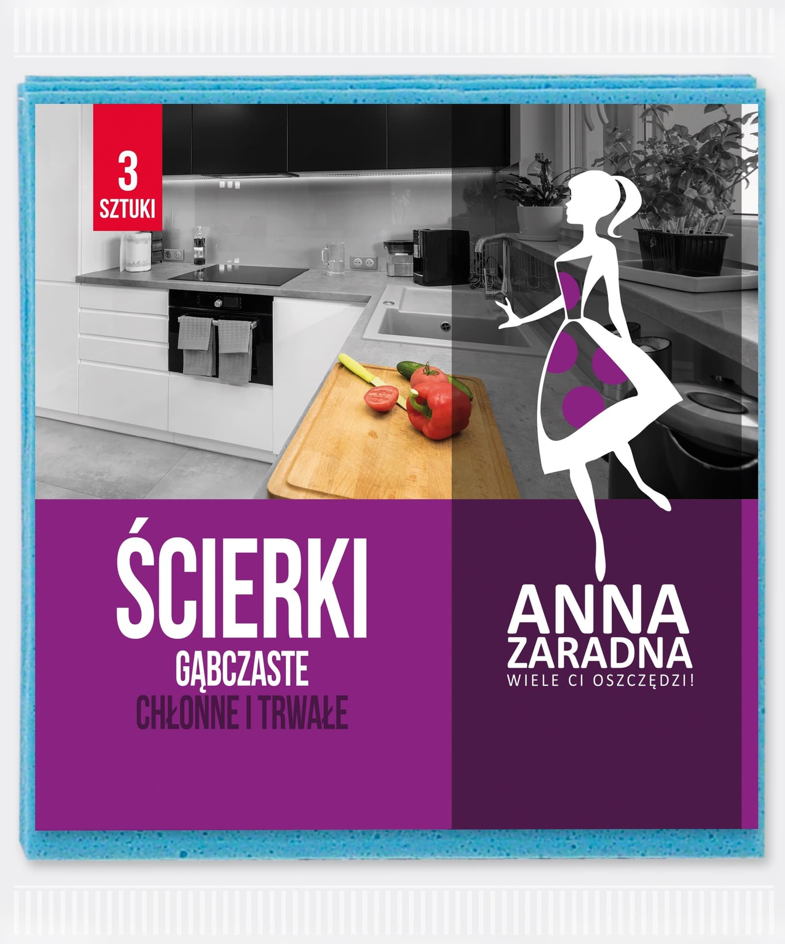 

Ściereczka gąbczasta (3 szt.) ANNA ZARADNA PS-1002, 3 szt.) anna zaradna ps-100
