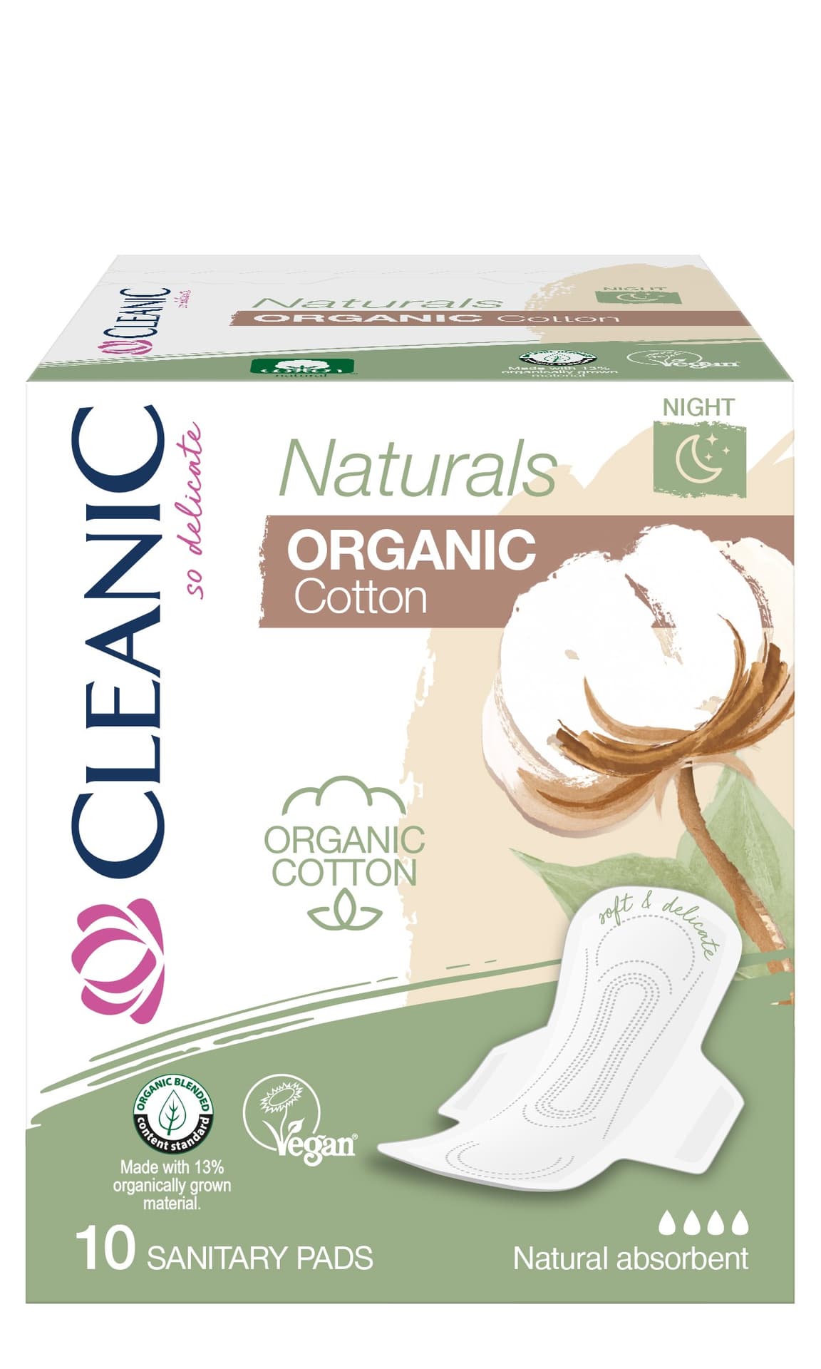 

Cleanic Naturals Podpaski na noc Organic Cotton 1op.-10szt