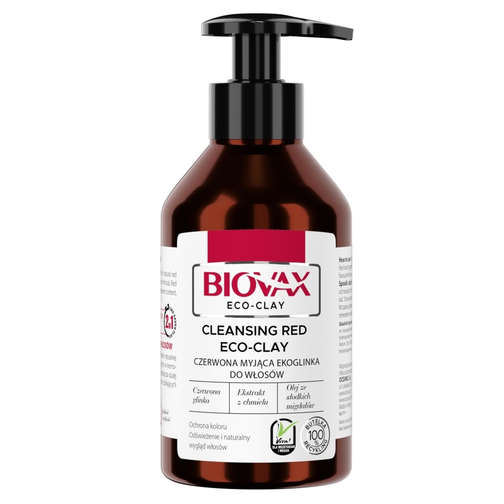 

L`BIOTICA Biovax Eco-Clay Czerwona Myjąca Ekoglinka do włosów 200ml