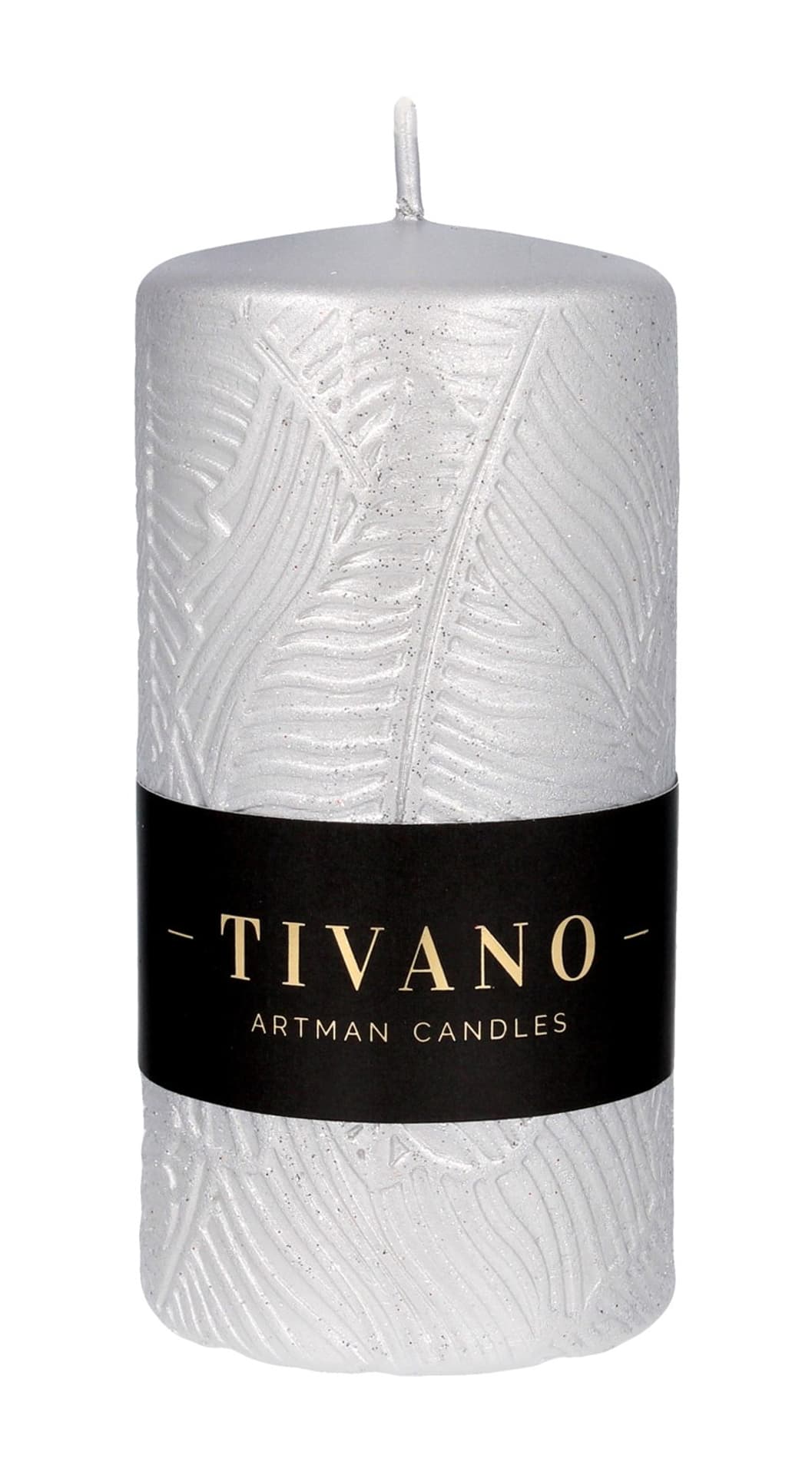 

ARTMAN Świeca ozdobna Tivano - walec średni (średnica 7cm) srebrny 1szt, Średnica 7cm) srebrny 1sz