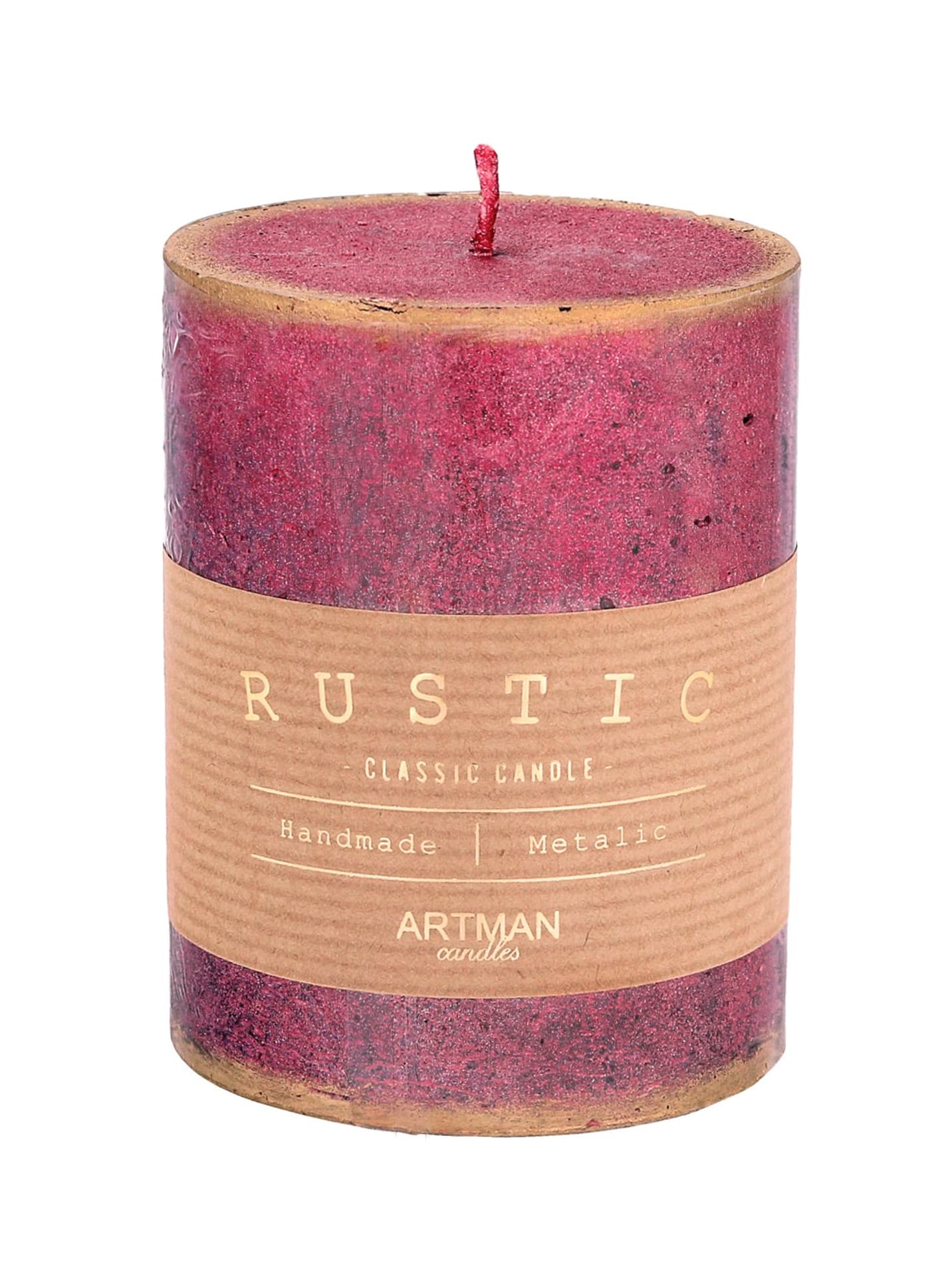 

ARTMAN Świeca ozdobna Rustic Patynowany - walec mały (średnica 7cm) bordo 1szt, Średnica 7cm) bordo 1sz