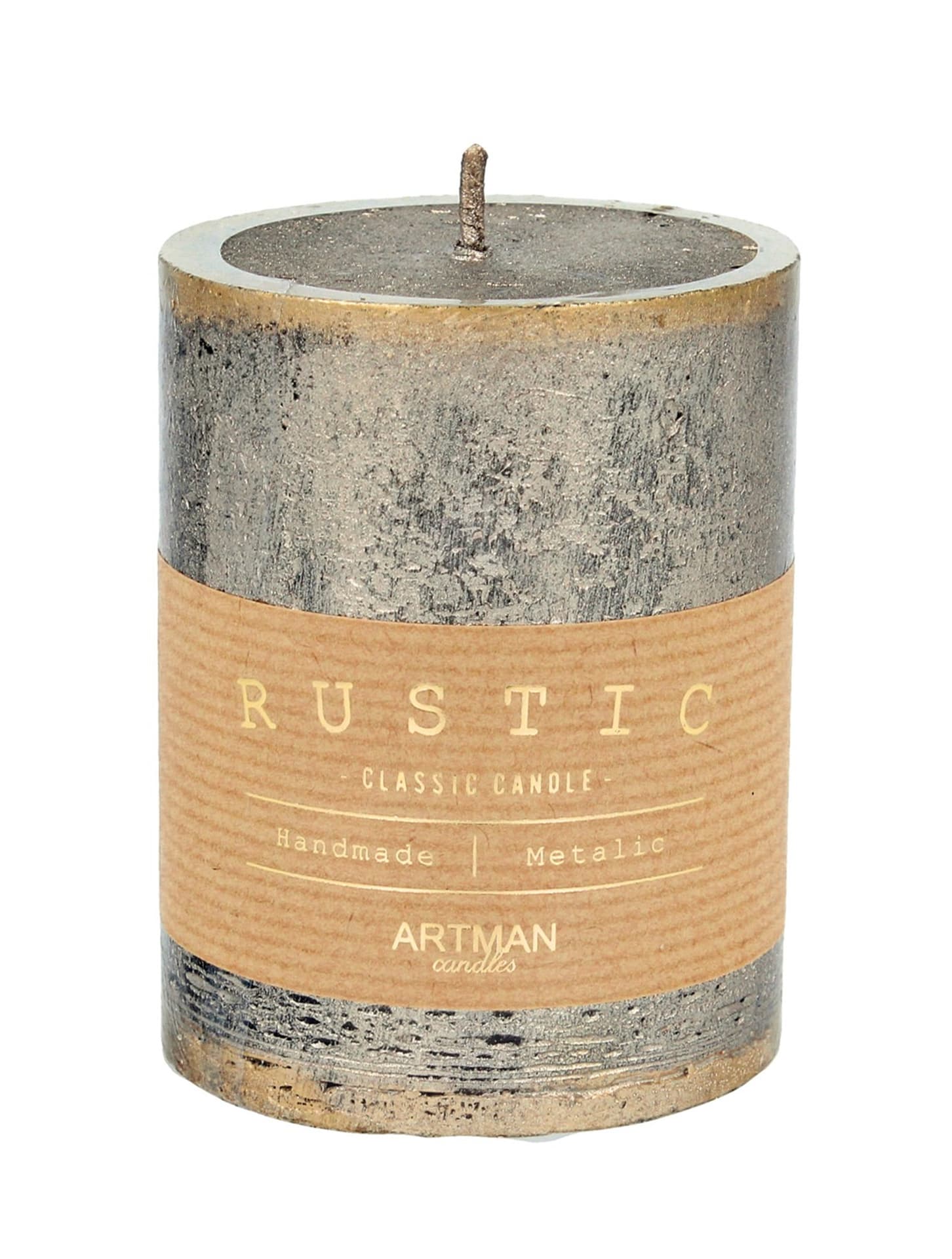 

ARTMAN Świeca ozdobna Rustic Patynowany - walec mały (średnica 7cm) szampan 1szt, Średnica 7cm) szampan 1sz