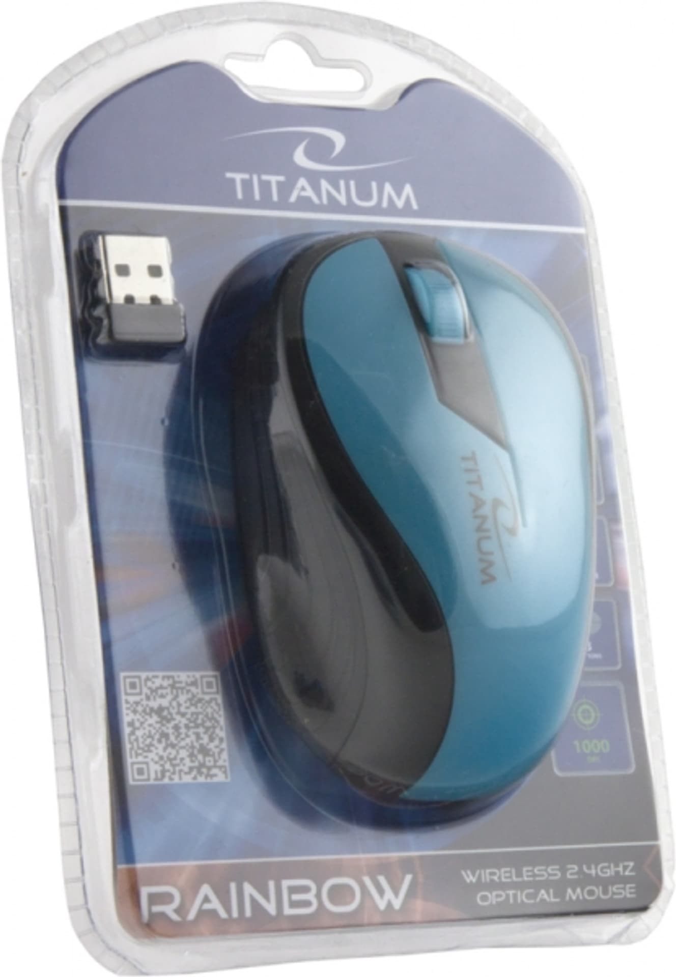 

TM114T Mysz bezprzewodowa 2.4GHz 3D optyczna USB Rainbow turkusowa