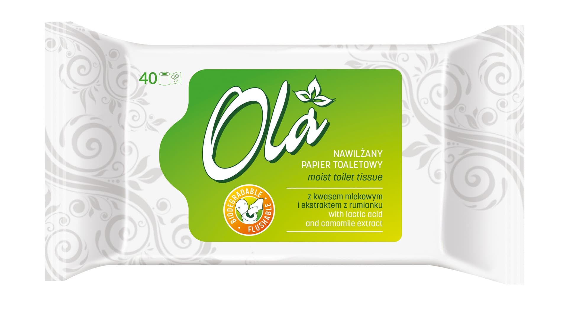 

OLA Nawilżany Papier toaletowy z ekstraktem z rumianku 1op.-40szt