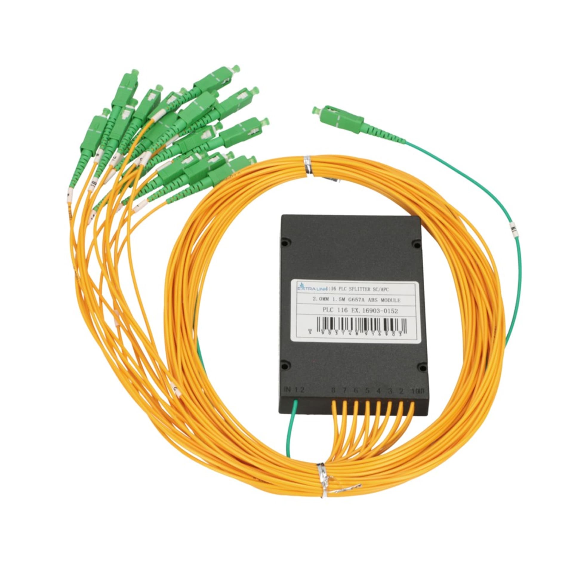

EXTRALINK 1:16 PLC SPLITTER SC/APC 2.0MM 1.5M G657A ABS MODULE