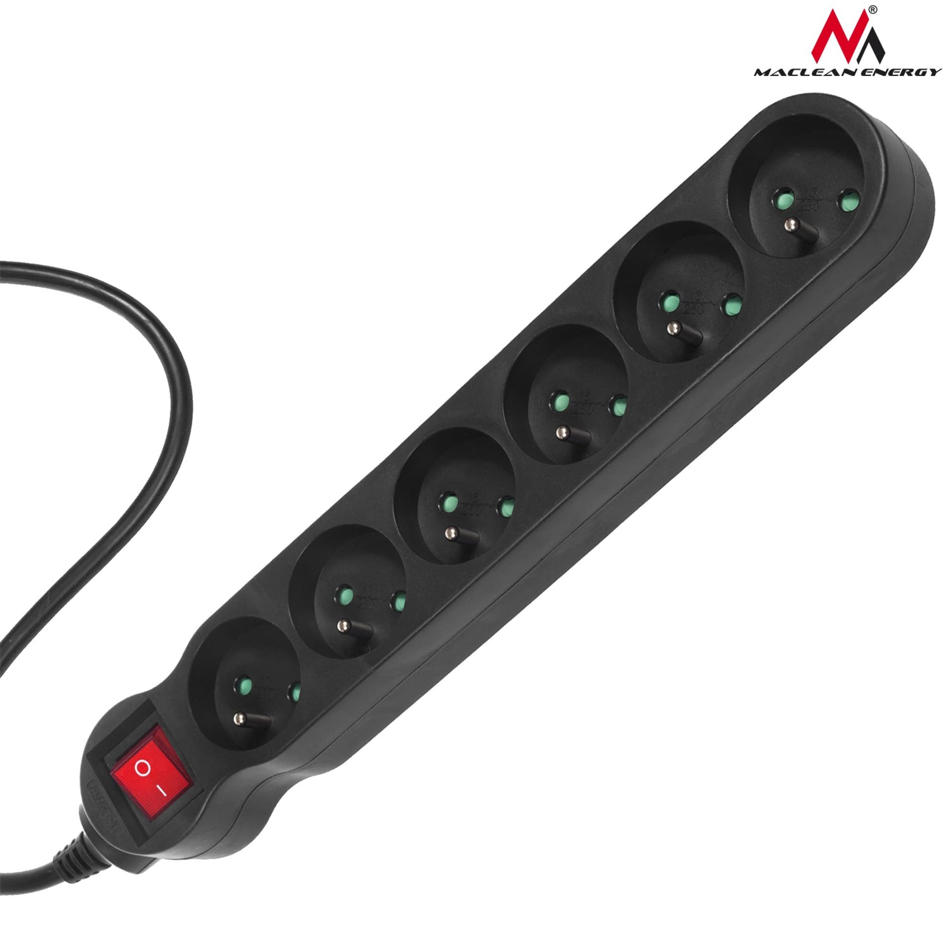 

Listwa zasilająca Maclean, przedłużacz 6 gniazd, z wyłącznikiem, czarny, 2300W, 5m, MCE188