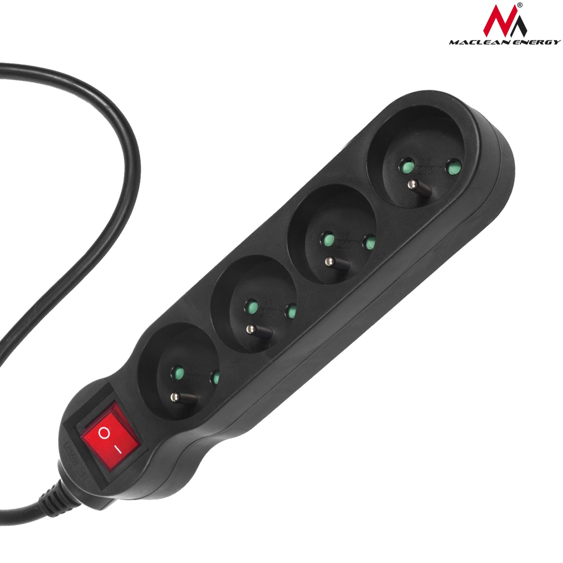 

Listwa zasilająca Maclean, przedłużacz 4 gniazda, z wyłącznikiem, czarny, 2300W, 3m, MCE181