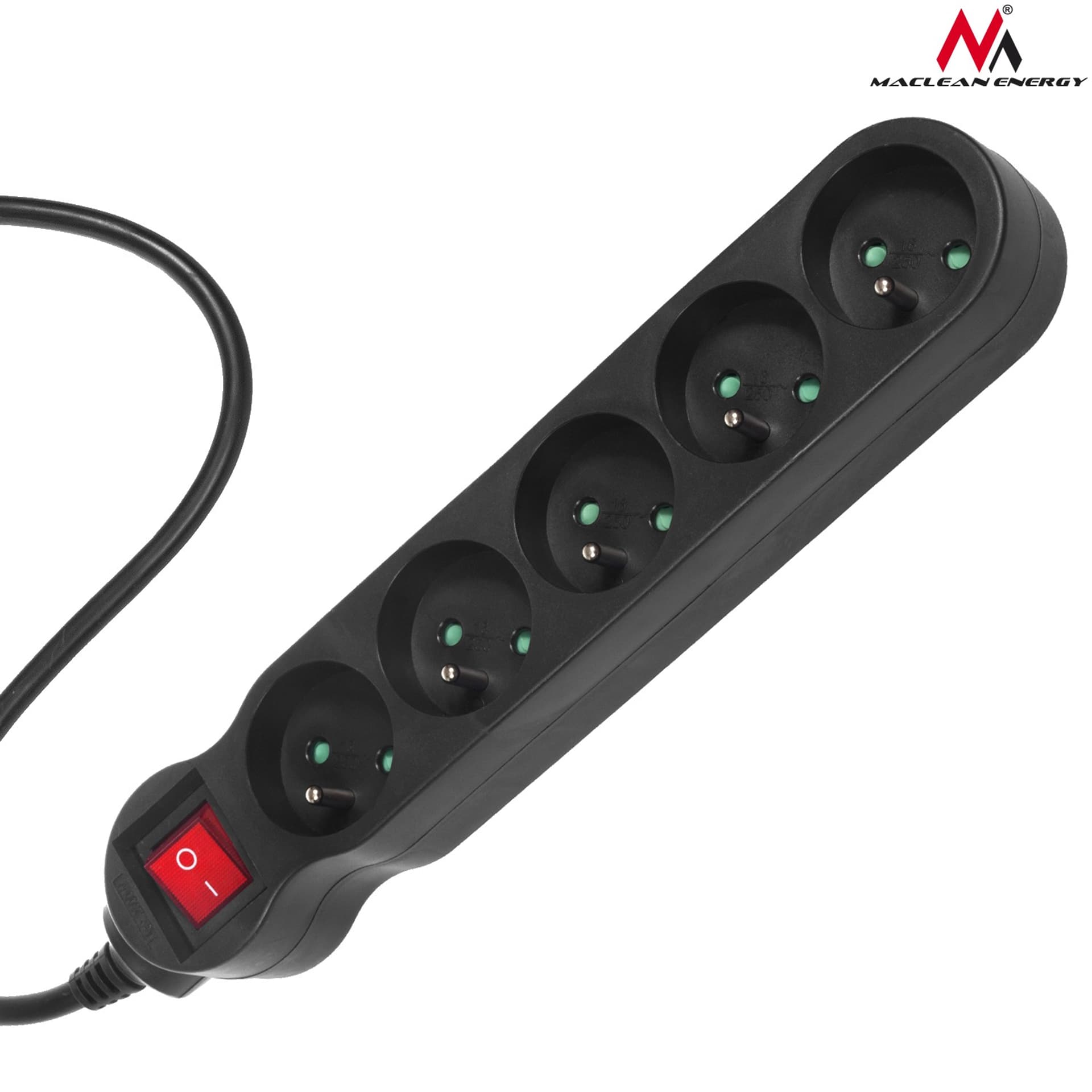 

Listwa zasilająca Maclean, przedłużacz 5 gniazd, z wyłącznikiem, czarny, 2300W, 1,4m, MCE183