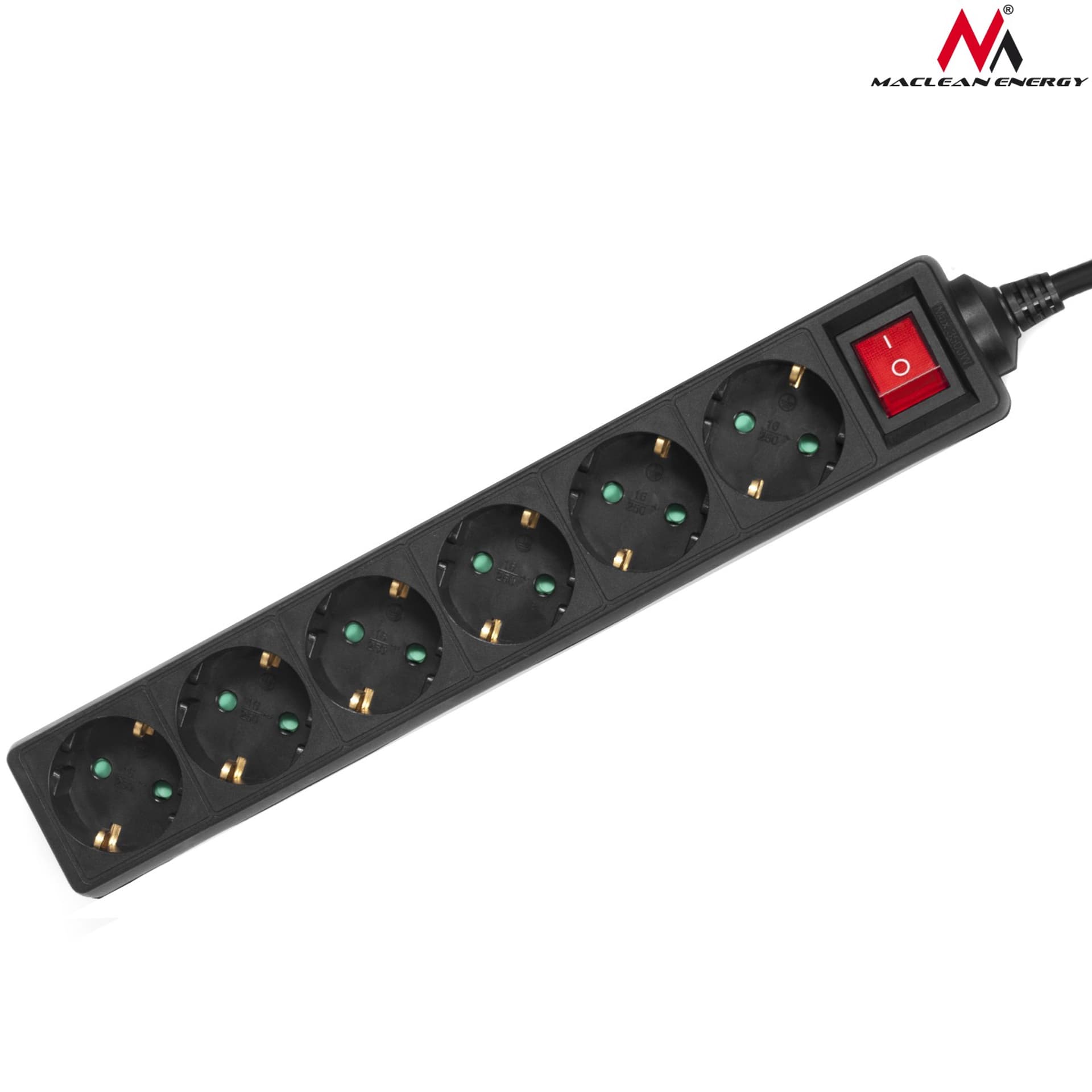 

Listwa zasilająca Maclean, przedłużacz 6 gniazd, z wyłącznikiem, czarny, typ niemiecki, 3500W, 1.4m, MCE189G