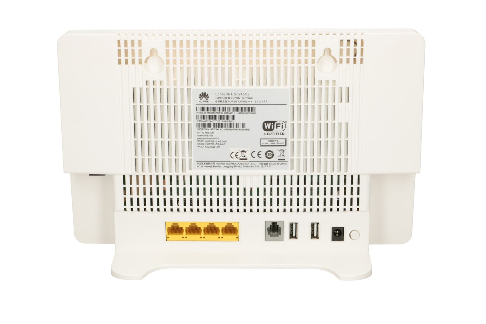 

HG8245Q2 GPON ONU WITH DUAL BAND 2,4G/5G AC WIFI (4X GE + 1X TEL + 2.4G/5G WIFI + 2X USB)