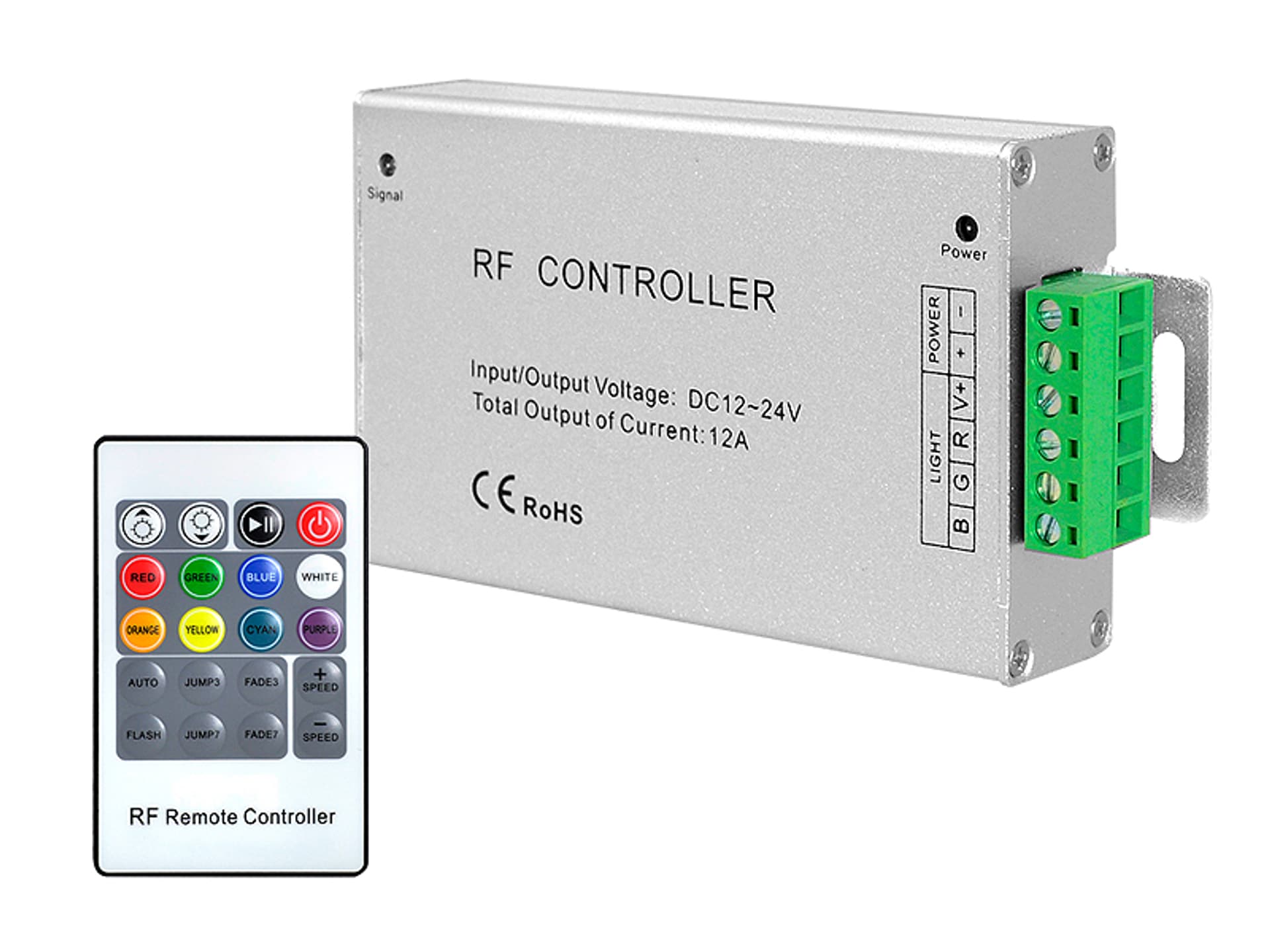 

Sterownik RGB RF20B 144W radiowy ,pilot 20 przycisków ,funkcja ściemniania. (1LM)