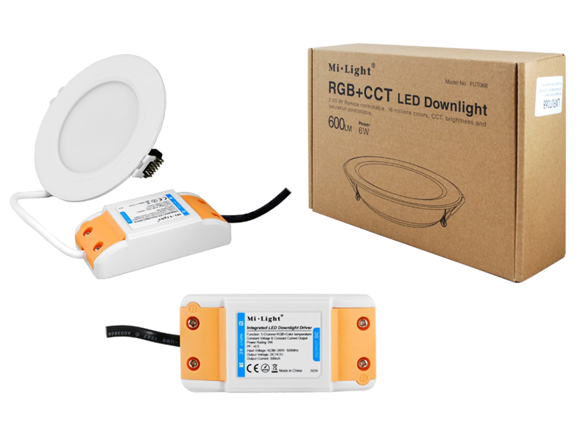 

Mi-light Downlight LED 6W RGB+CCT 2.4G/WiFi 230V 550-600lm/RGB+CCT(B.Ciepła+B.Zimna). (1LM)