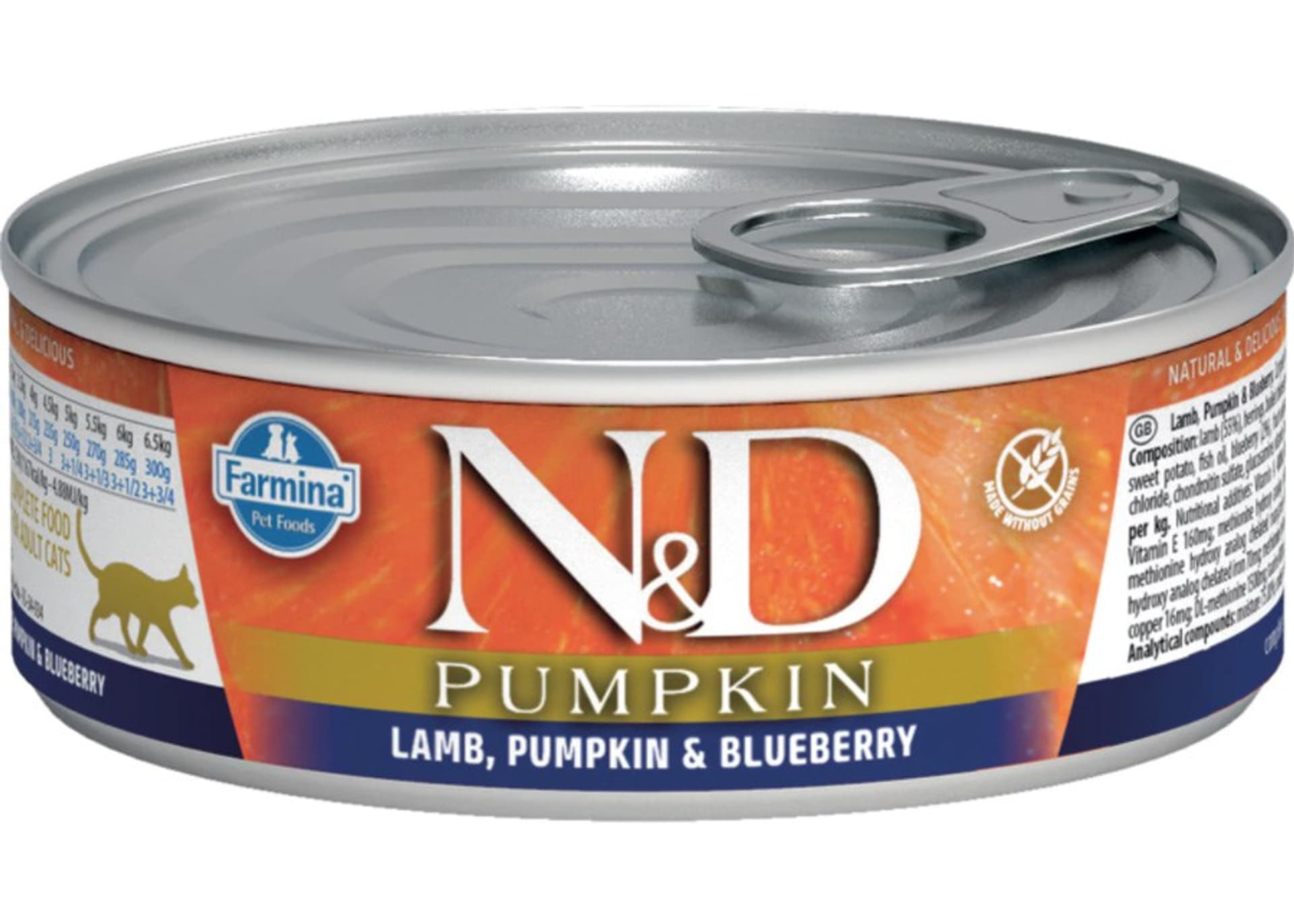 

FARMINA N&D CAT LAMB & PUMPKIN & BLUEBERRY - mokra karma dla kota - puszka 80g