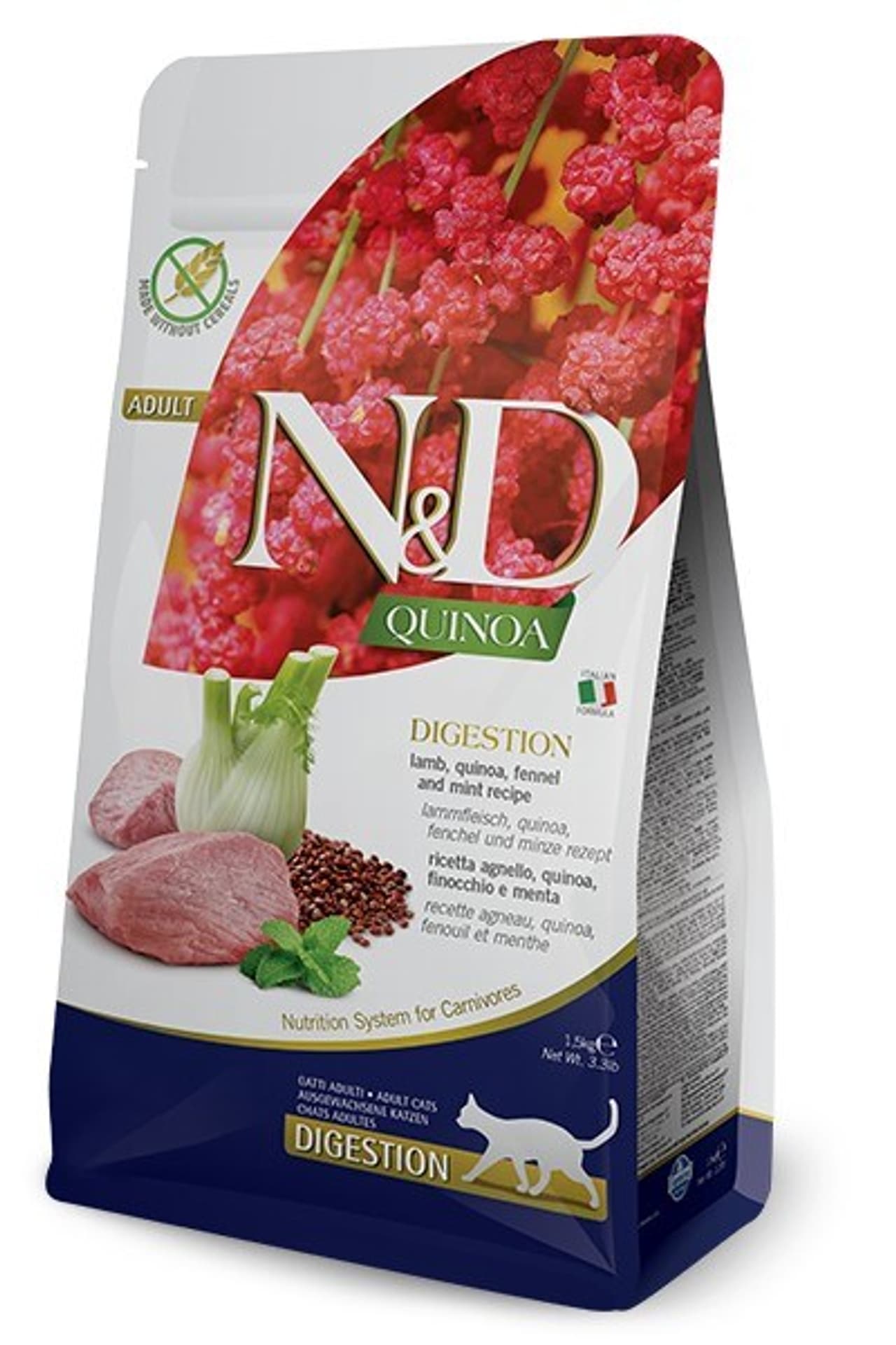 

FARMINA N&D CAT QUINOA DIGESTION LAMB & FENNEL - z jagnięciną, quinoa, fenkułem i miętą - sucha karma dla kota -1,5kg