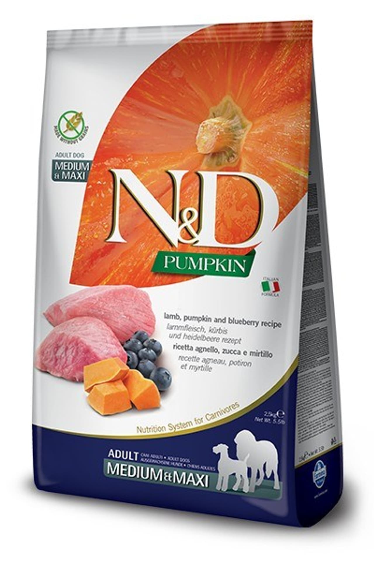 

Farmina N&D Gf Pumpkin Lamb&Blueberry Adult Medium/Maxi - sucha karma dla psa - 2,5kg