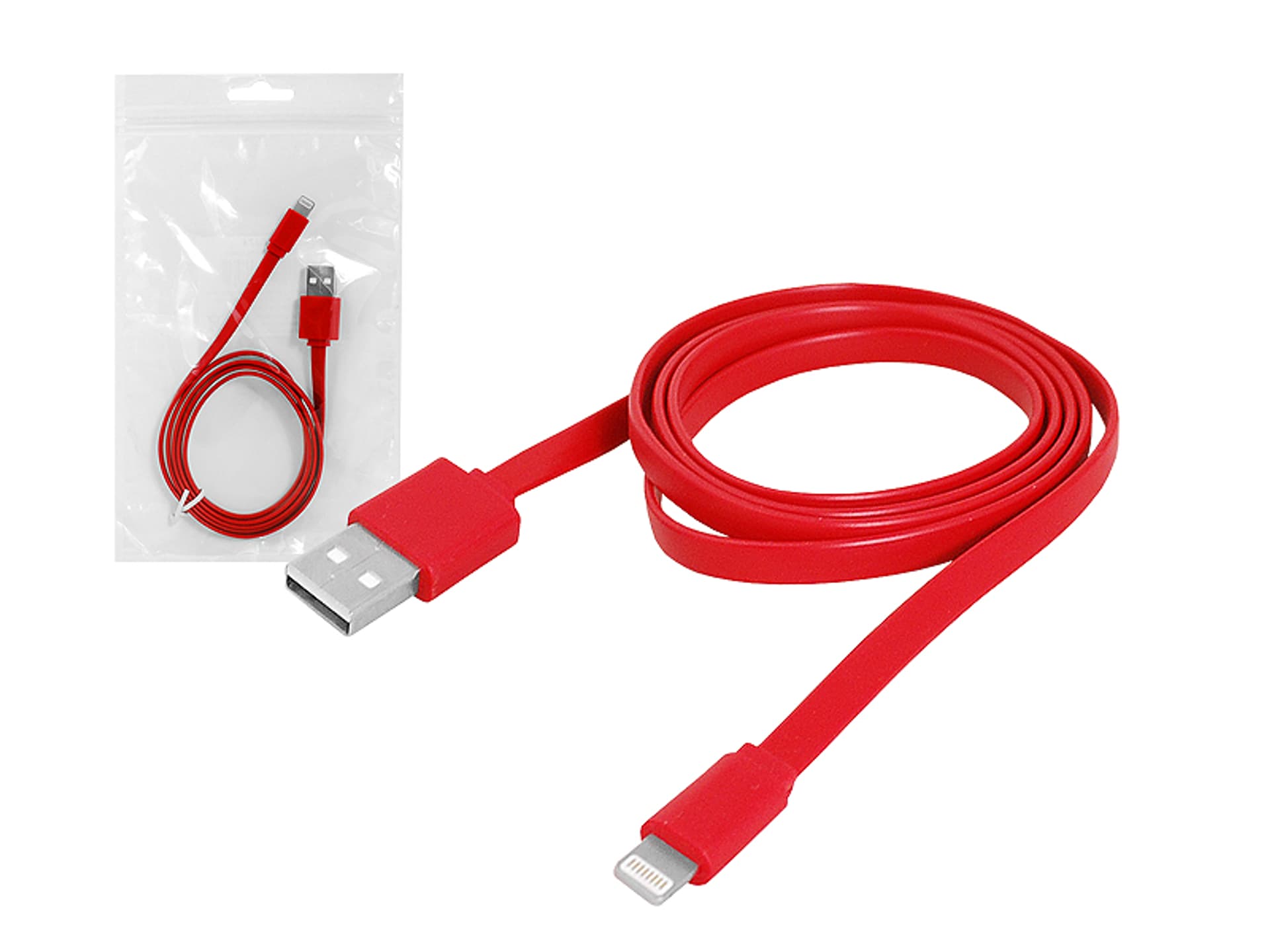 

1 szt. PS Kabel USB - IPHONE 8PIN 1m płaski, czerwony.