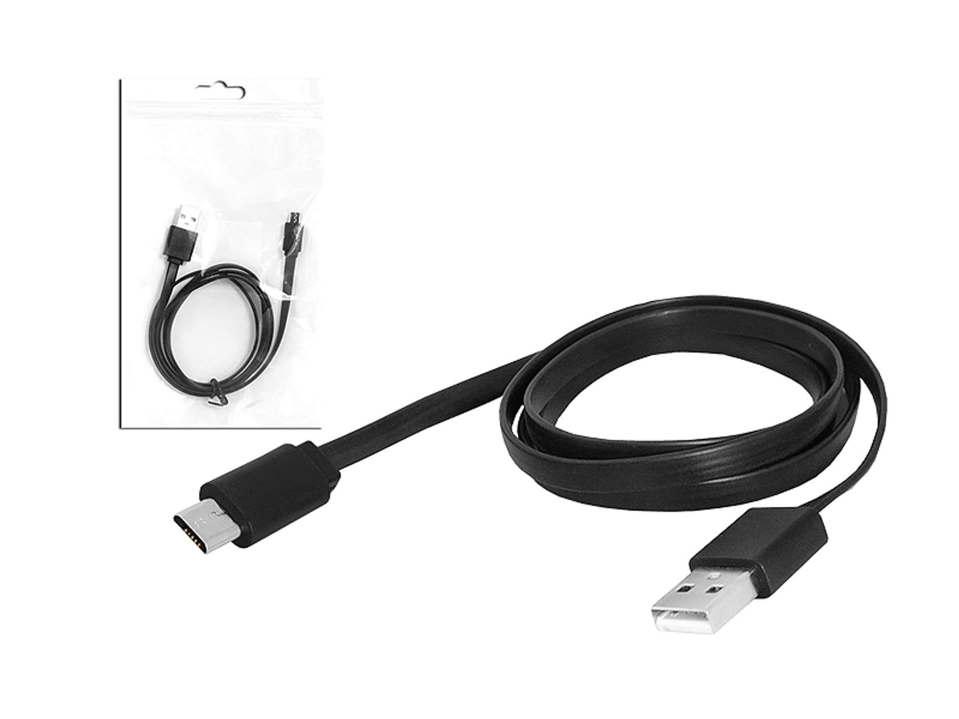 

1 szt. PS Kabel USB - microUSB 1m, płaski, czarny.