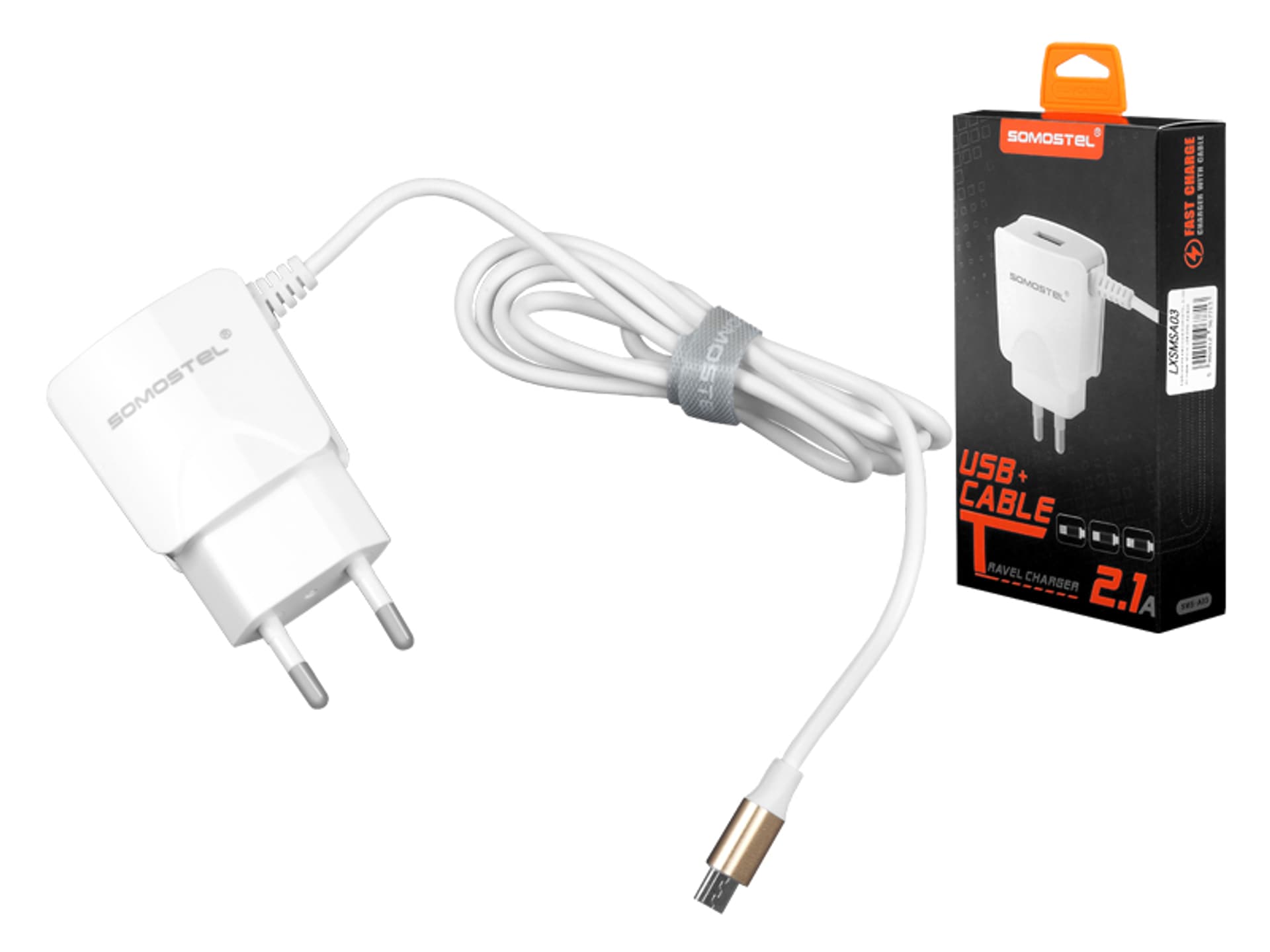 

1 szt. Ładowarka sieciowa Somostel SMS-A3, 2.1 A, microUSB, Box.