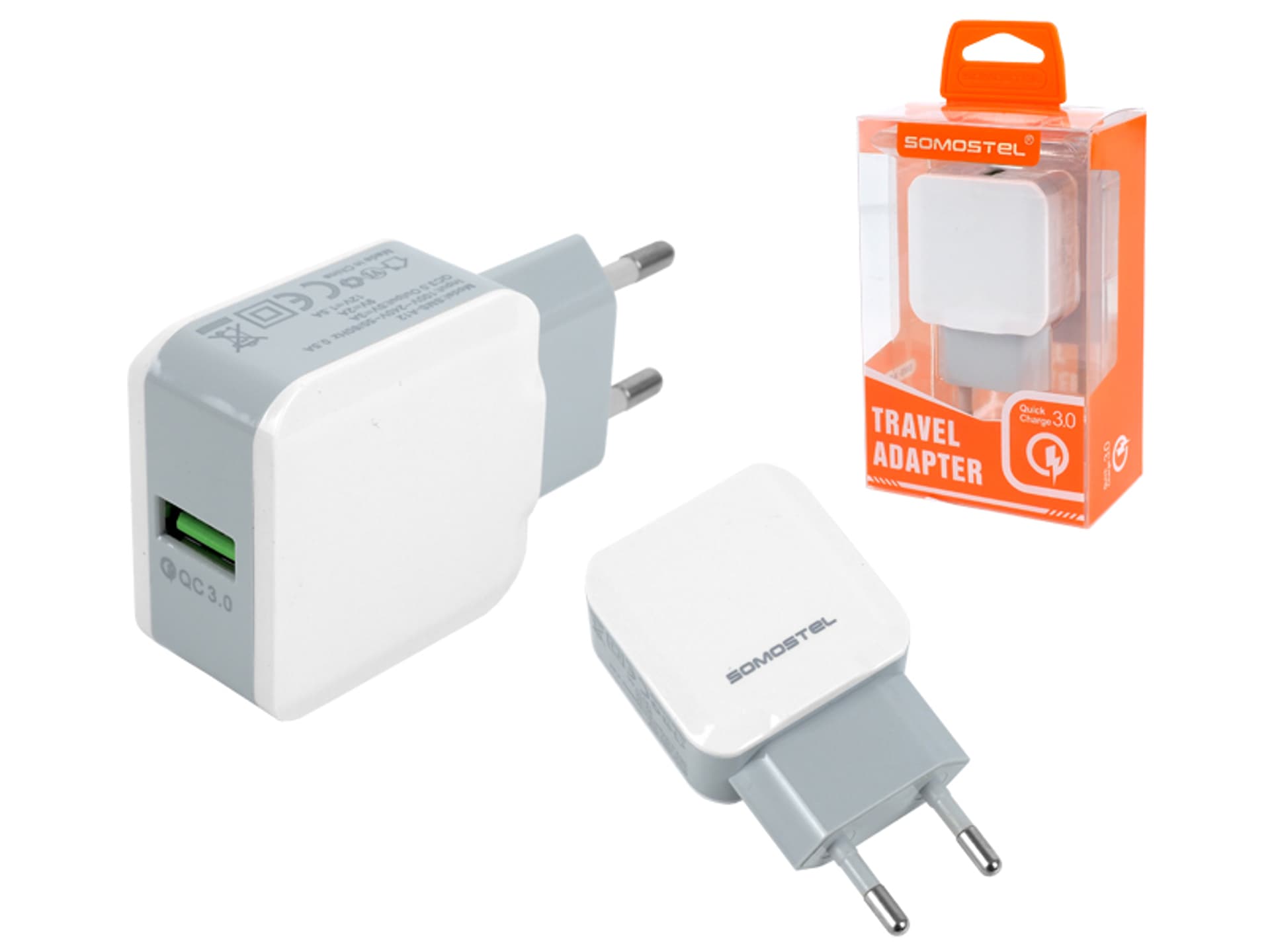 

1 szt. Ładowarka sieciowa Somostel SMS-A12, Fast Charger, 3 A, QC 3.0, biała.
