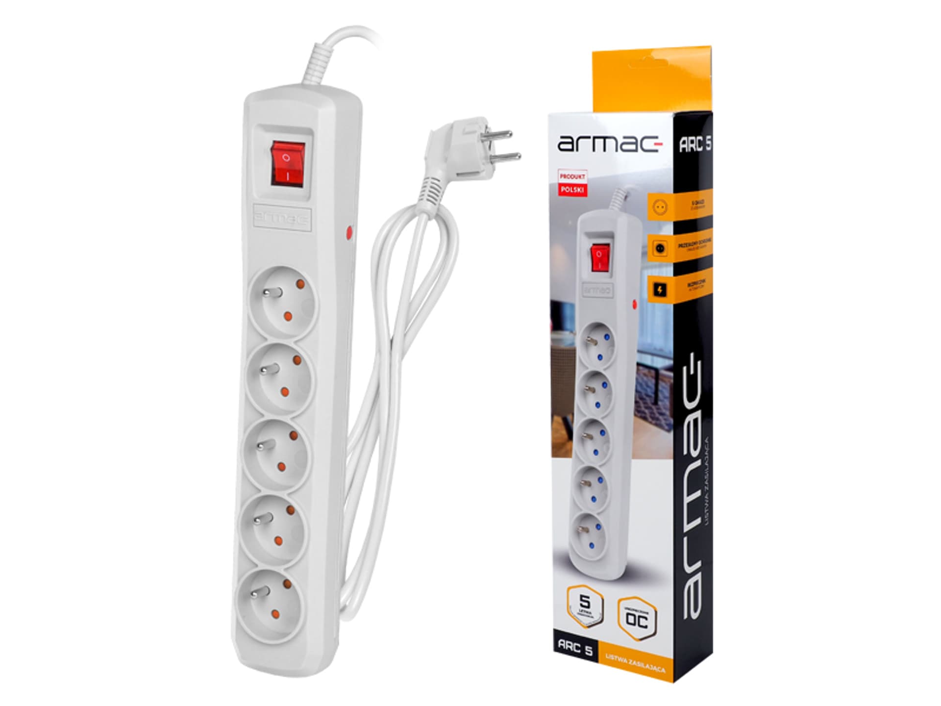 

1 szt. Listwa zasilajaca ARC-5, 5 m, szara.