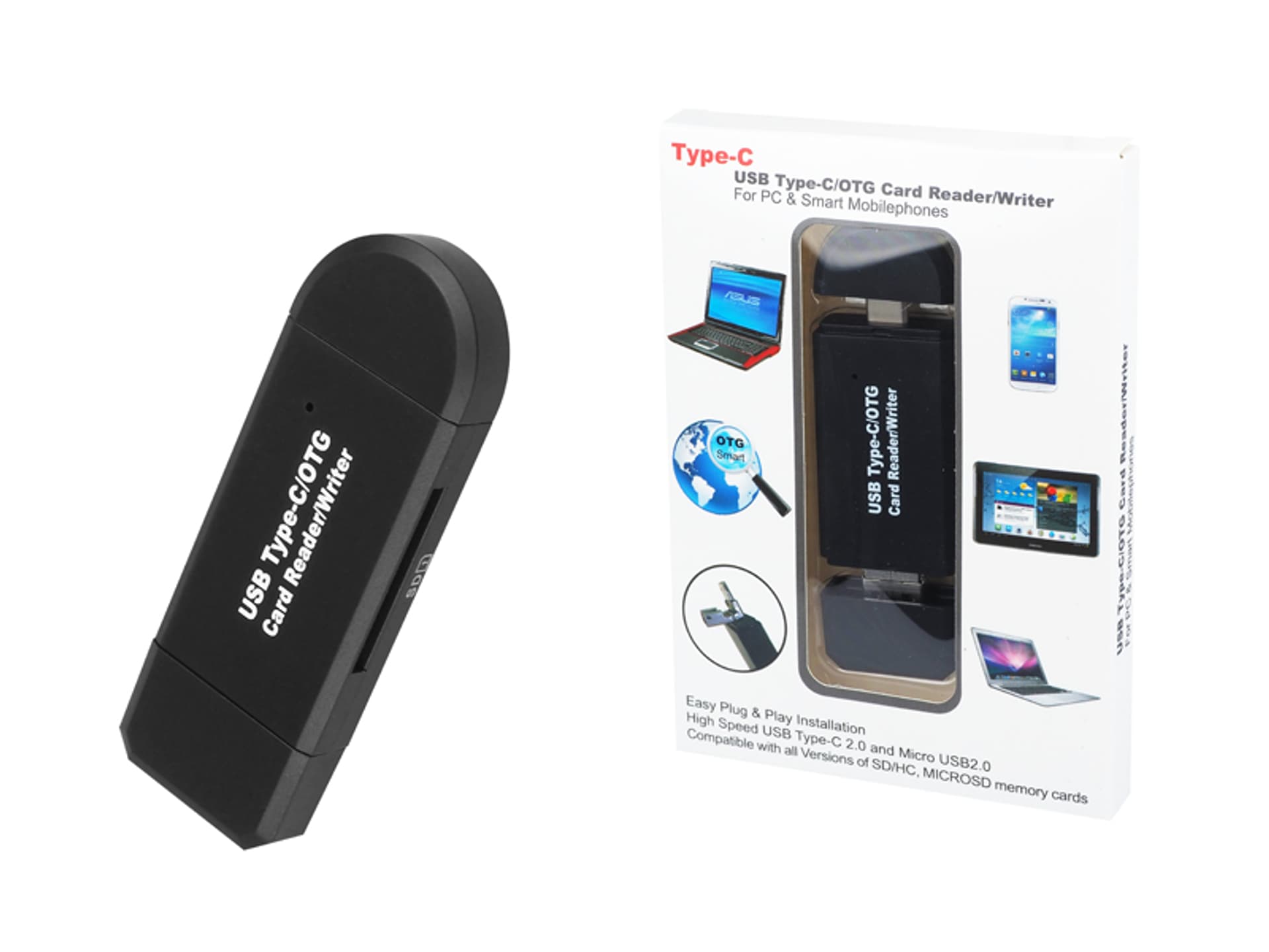 

1 szt. Czytnik kart 5w1 SD / microSD / USB / USB-C / microUSB.