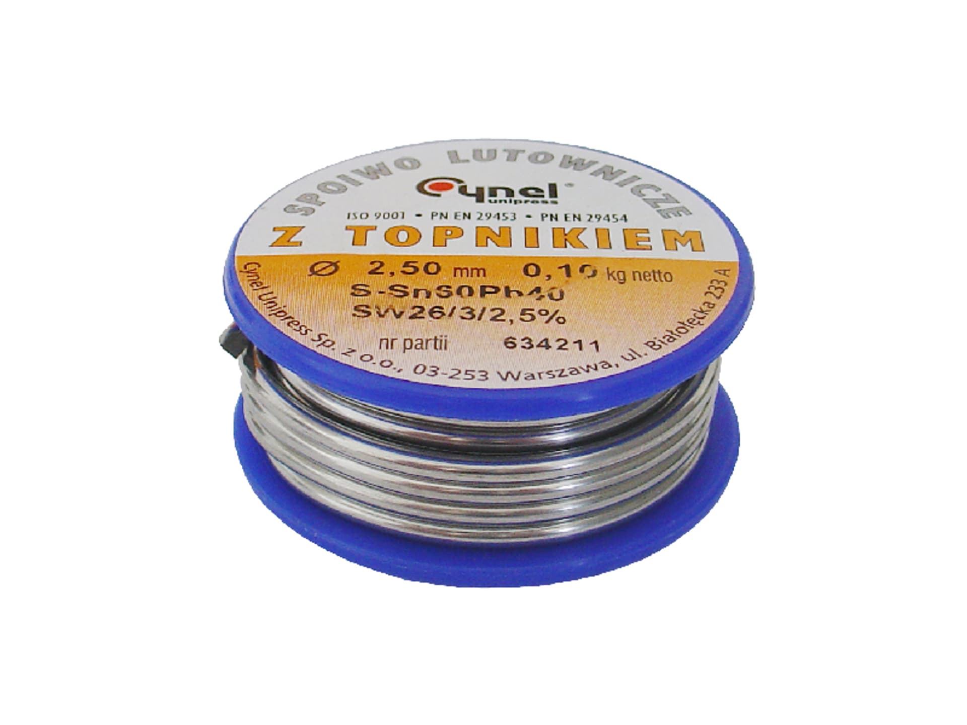 

1 szt. PS Cyna 2.50 /100g/ LC60
