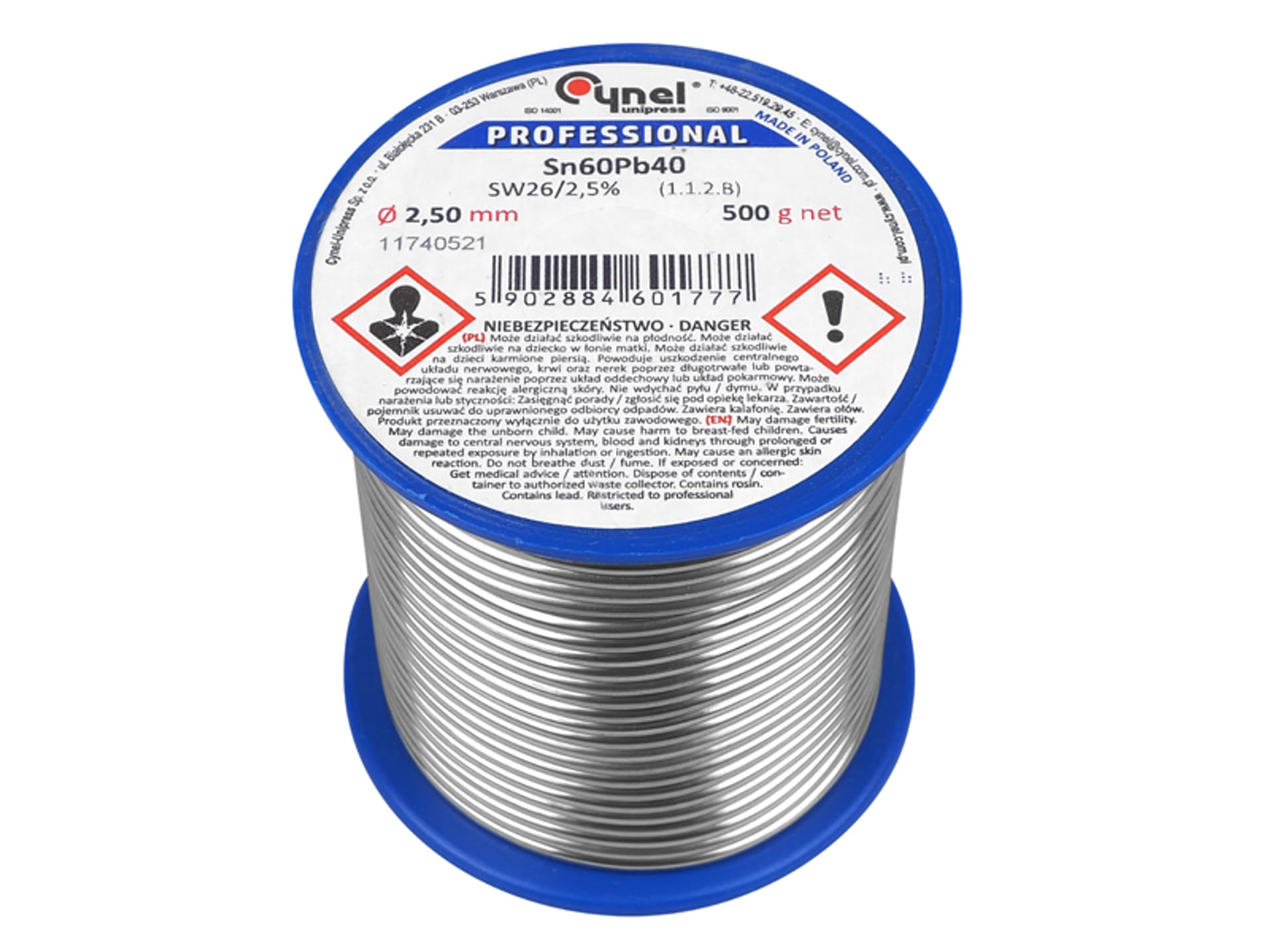 

PS Cyna 2.5/500g/spoiwo Sn60Pb40. (1LM)
