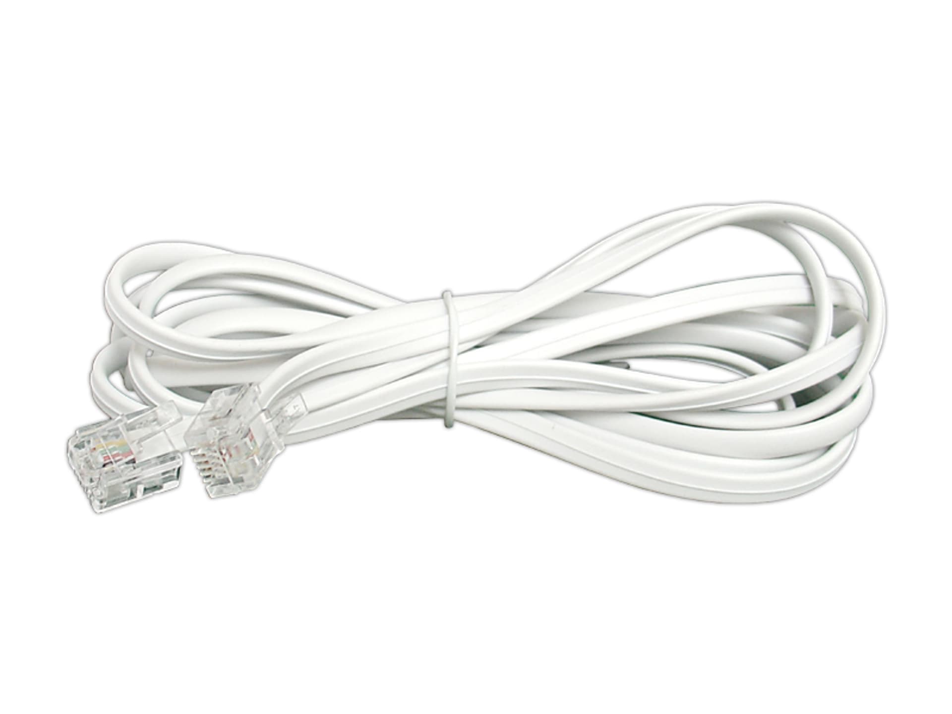

Przyłącze telefoniczne wtyk 6p4c - wtyk 6p4c, 2m, białe. (1LM)