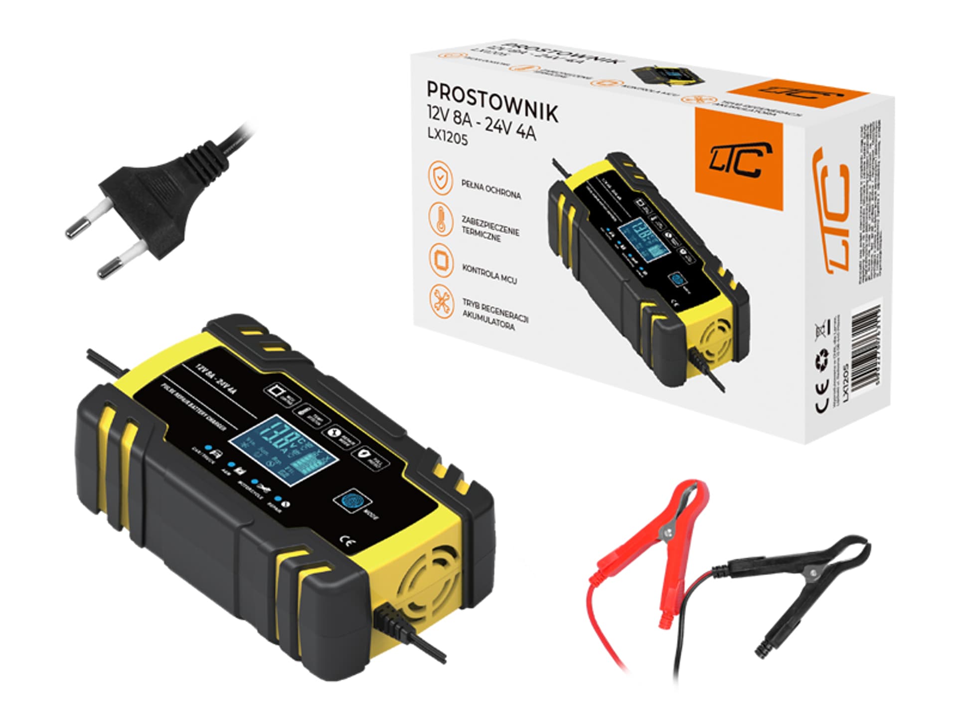 

1 szt. Ładowarka automatyczna,prostownik mikroprocesorowy LTC 12V 8A - 24V 4A
