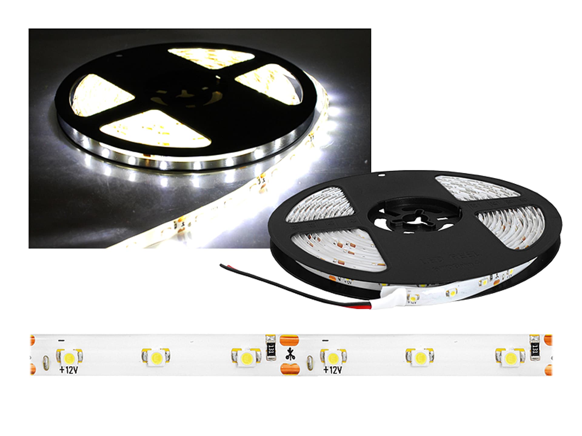 

Sznur diodowy LED 3528 300 diód 5m wodoodporny biały neutralny, białe podłoże 8mm (1LM)