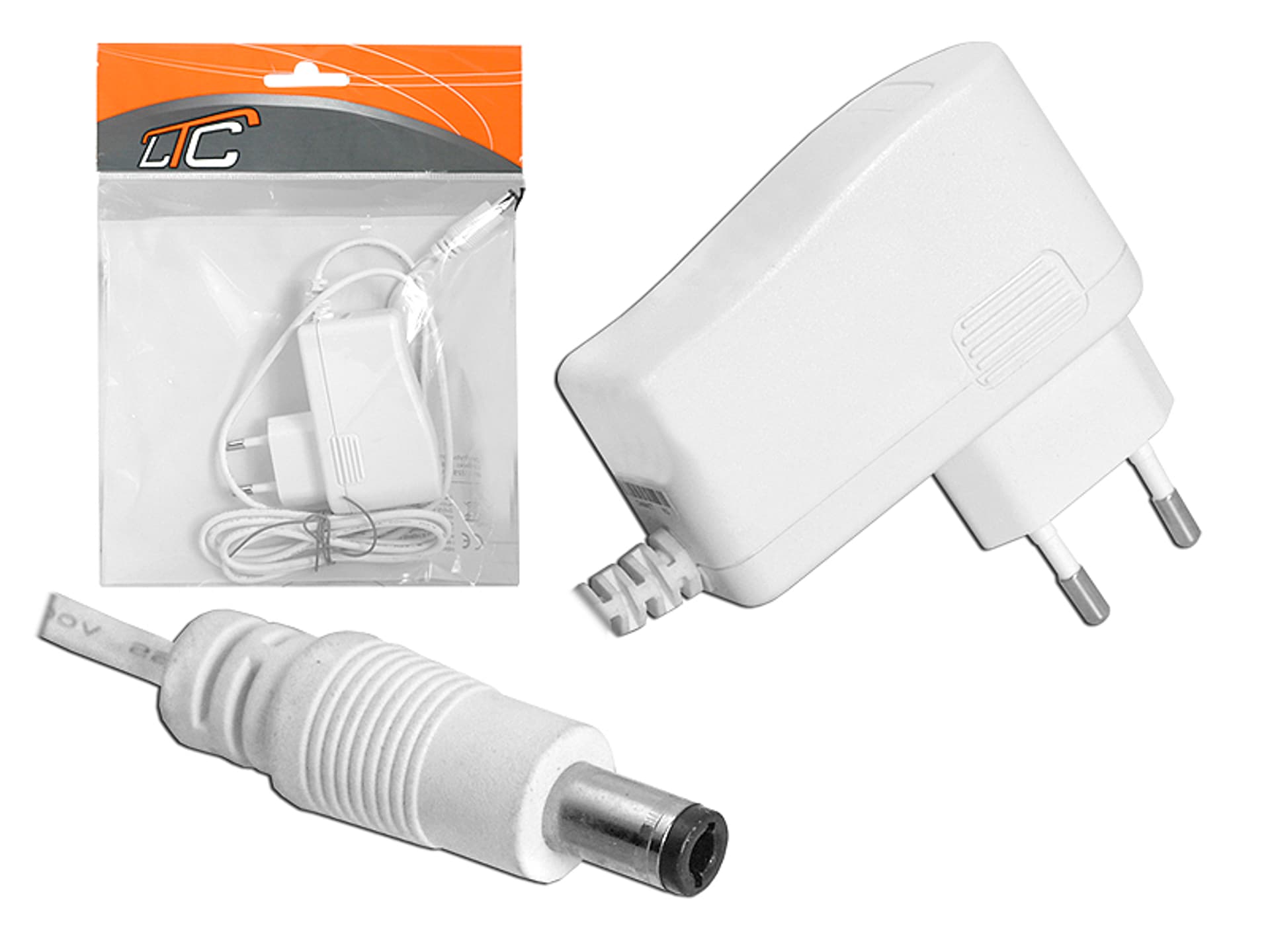

1 szt. Zasilacz sieciowy 12V/1A/12W, wtyk 2,5mm, biały.