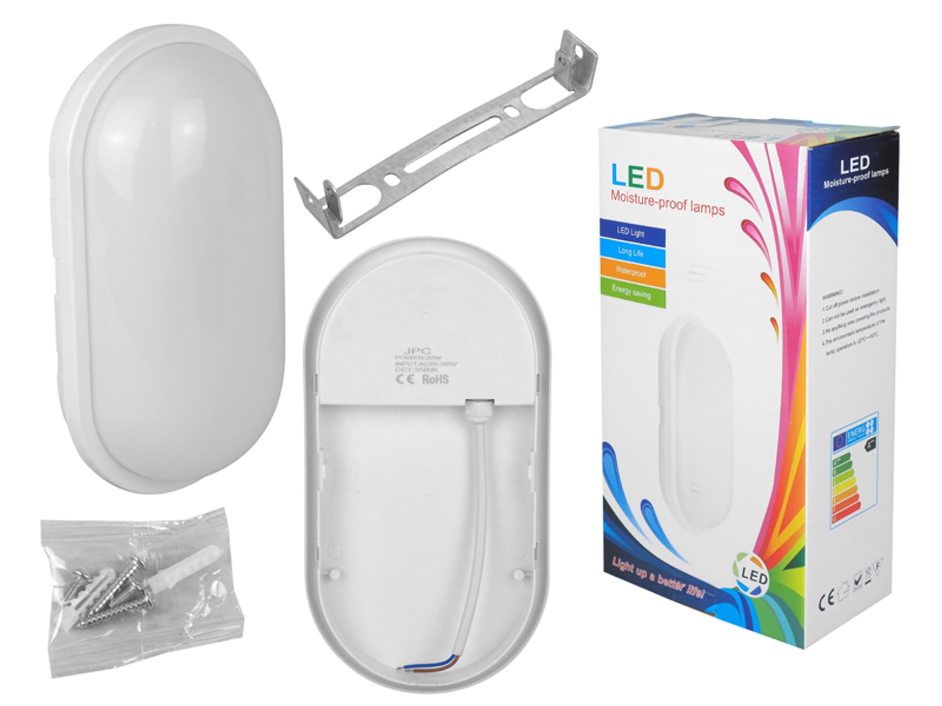 

Oprawa LED sufitowa natynkowa duża 20W 230V 3000K ABS owalna biała (1LM)