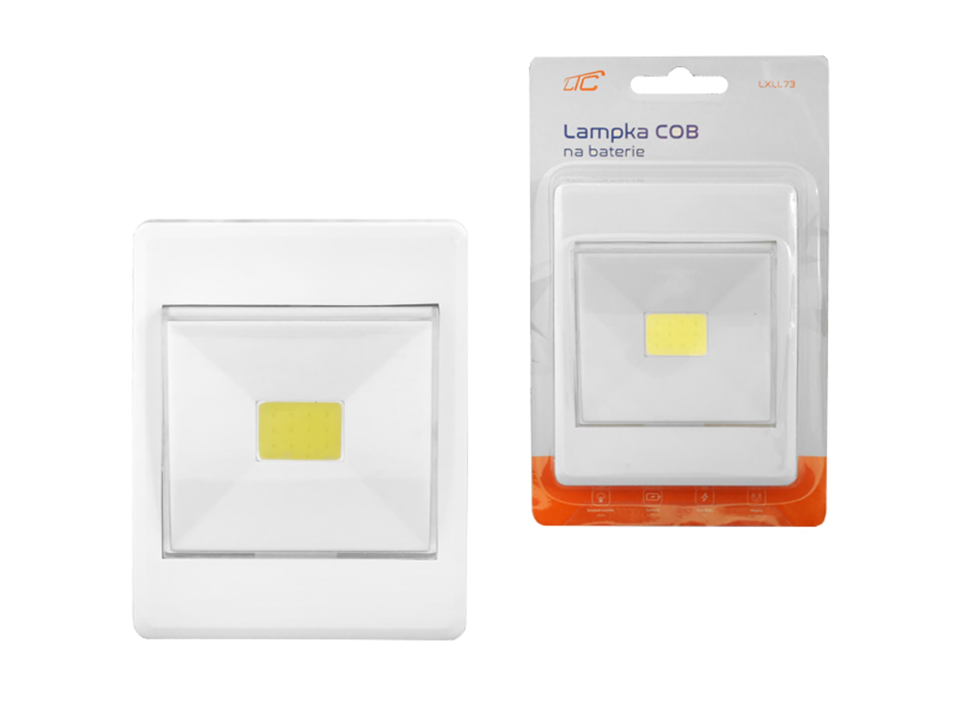 

LTC Lampka ścienna włącznik LED COB 1W bat.3xAAA + magnes/naklejka. (1LM)