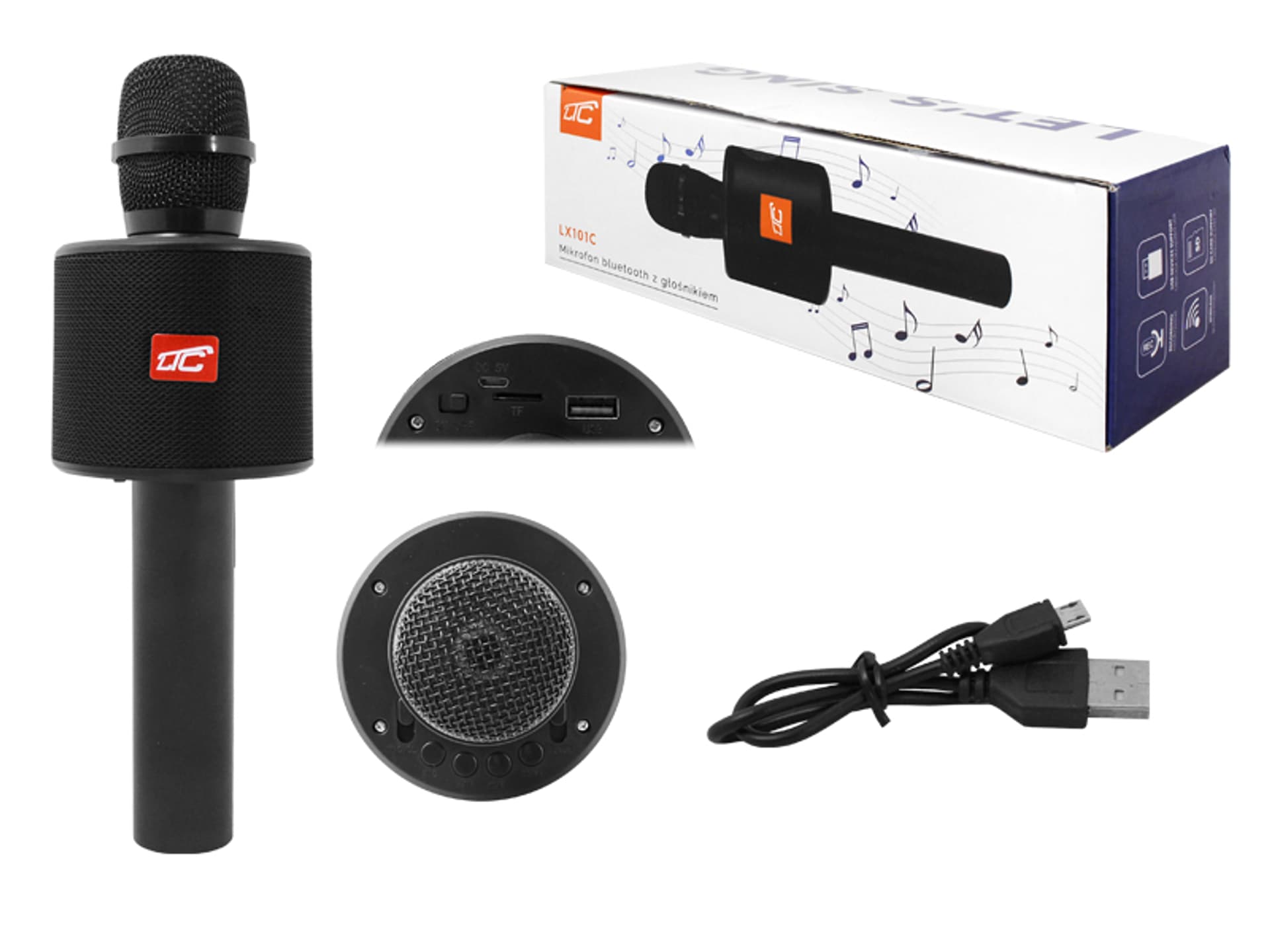 

1 szt. PS Mikrofon bluetooth LTC z wbudowanym głośnikiem HQ, CZARNY
