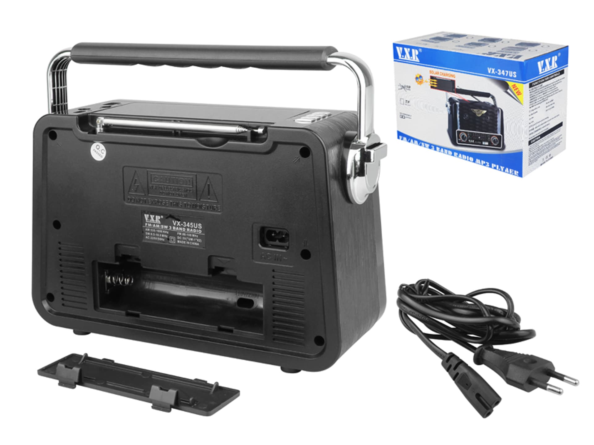 

Radio przenośne FM/USB/SD/AUX/solar Retro akumulator czarne (1LM)