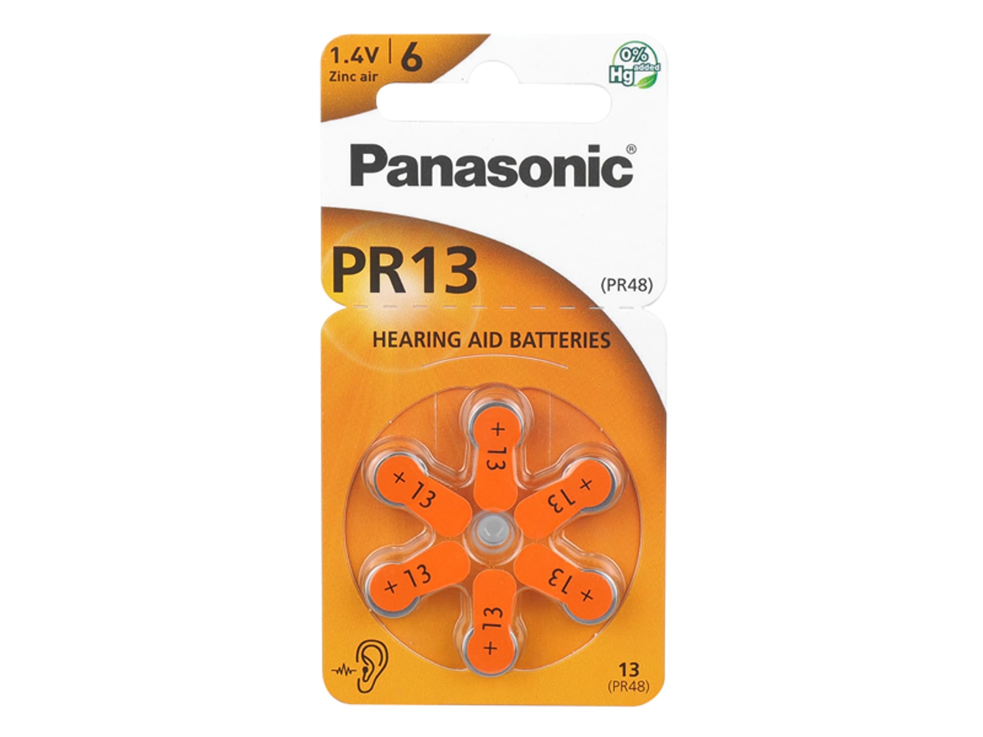 

6 szt. Bateria słuchowa Panasonic PR-13HEP