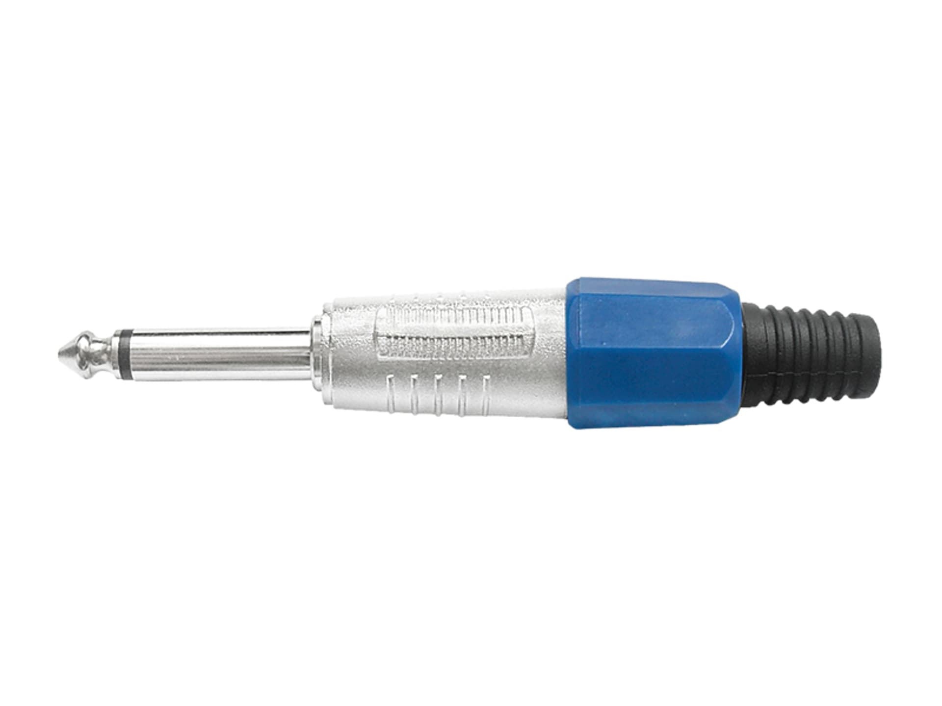 

20 szt. Wtyk Jack 6.3 mono metalowy z odgiętką niebieski