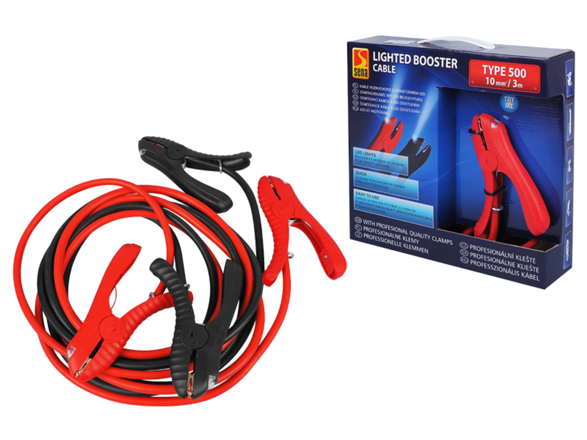

Kable przewody rozruchowe 500 A, 3m z diodami LED w krokodylkach, 01129. (1LM)