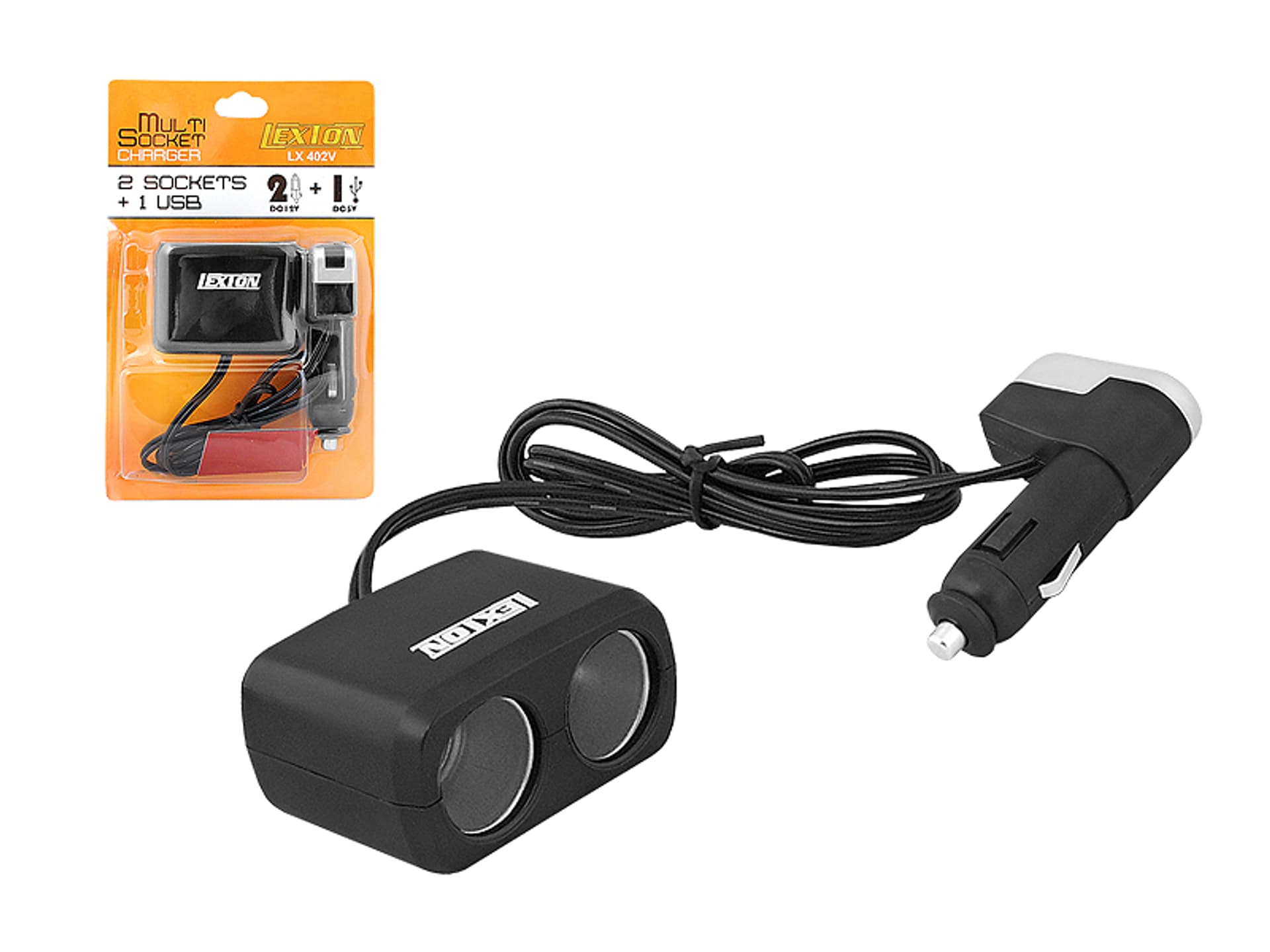 

1 szt. Rozgałęziacz zapalniczki samochodowej Wtyk - 2 Gniazda + Gniazdo USB