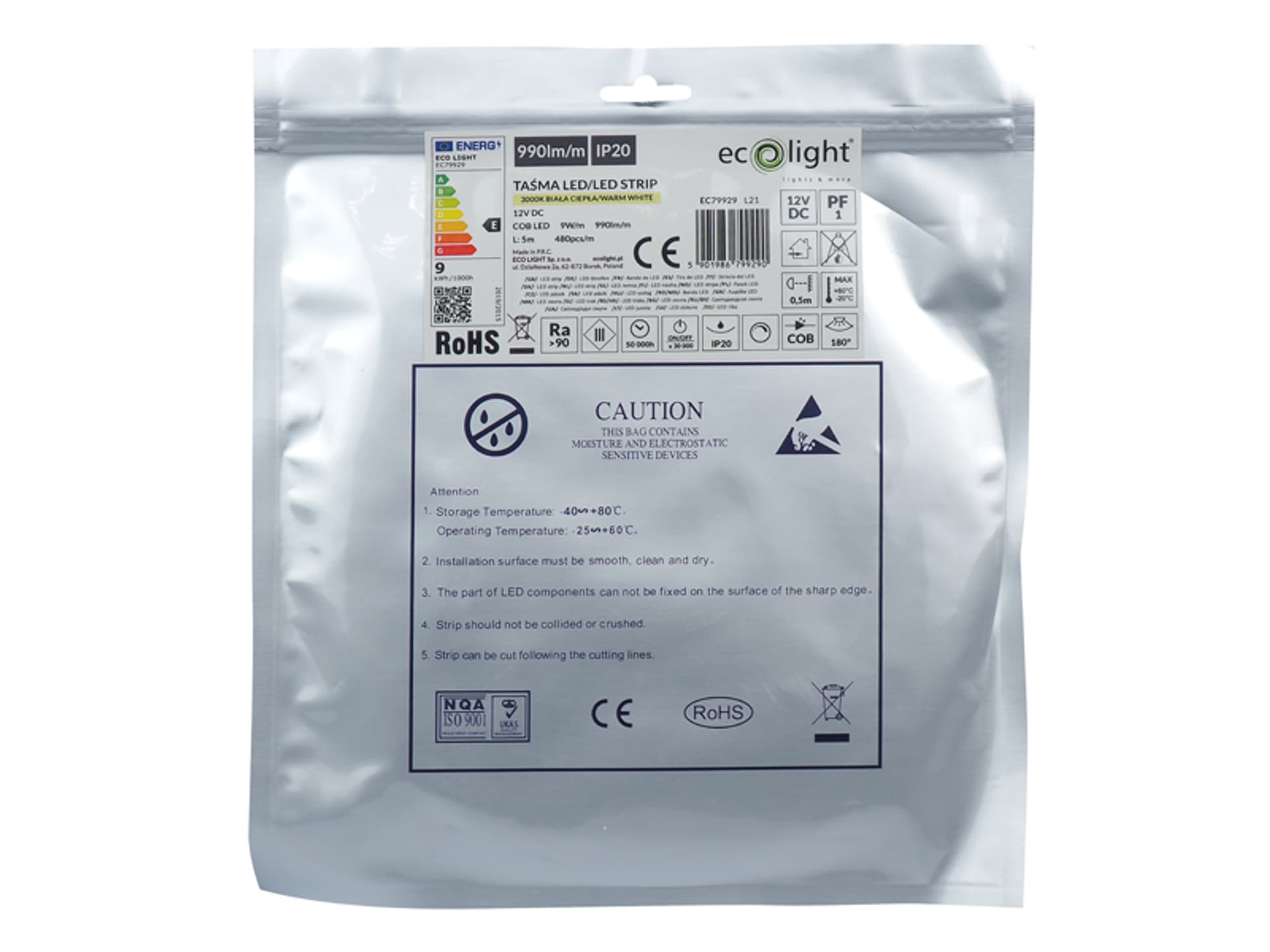 

1 szt. PS TAŚMA LED COB WW IP20 45W 9W/m rol.5m