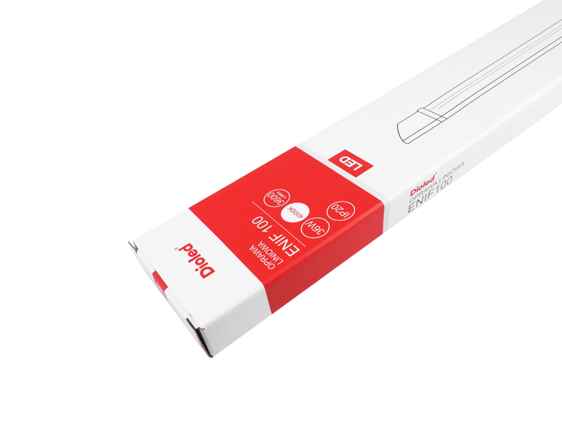 

OPRAWA LED DIOLED EFIN 100, 36W, BN, 3600LM, 120cm, IP44. (1LM)