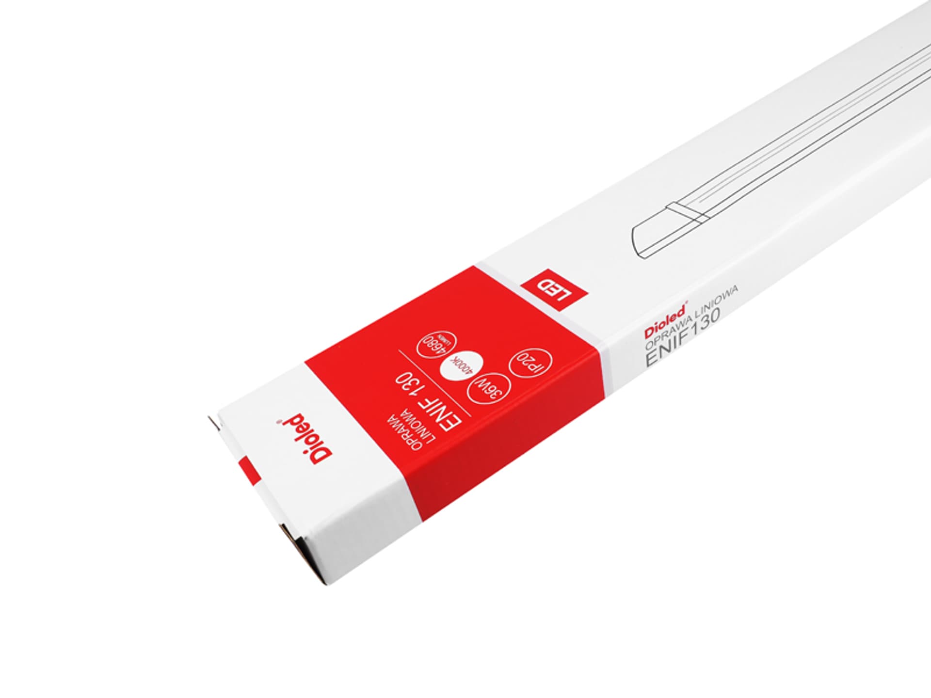 

1 szt. OPRAWA LED DIOLED EFIN 130, 36W, BN, 4680LM, 120cm, IP44.