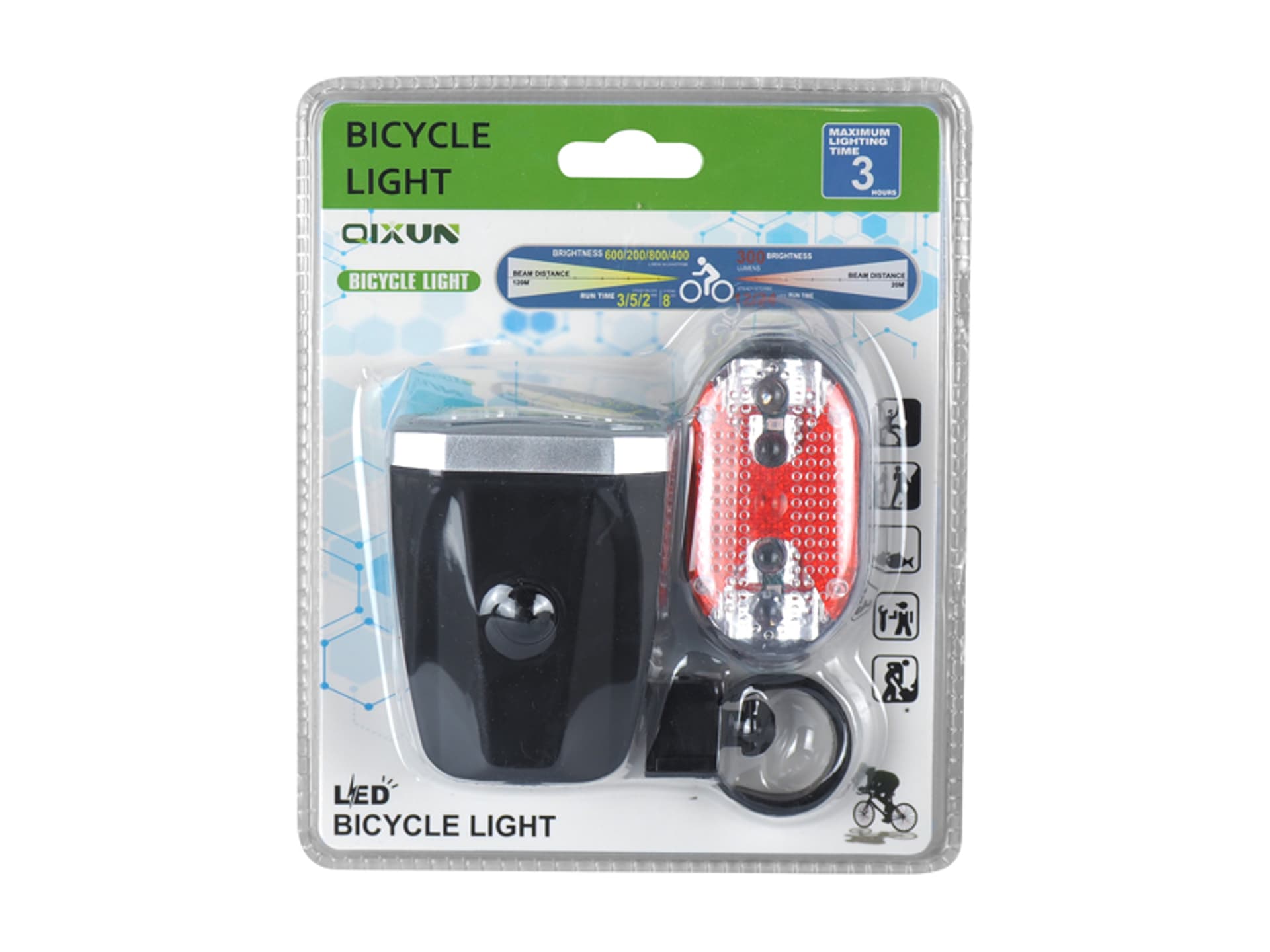 

1 szt. Zestaw lamp rowerowych przód 5-LED COB 3xAAA ,tył 5-LED SMD 2xAAA 7 trybów świecenia