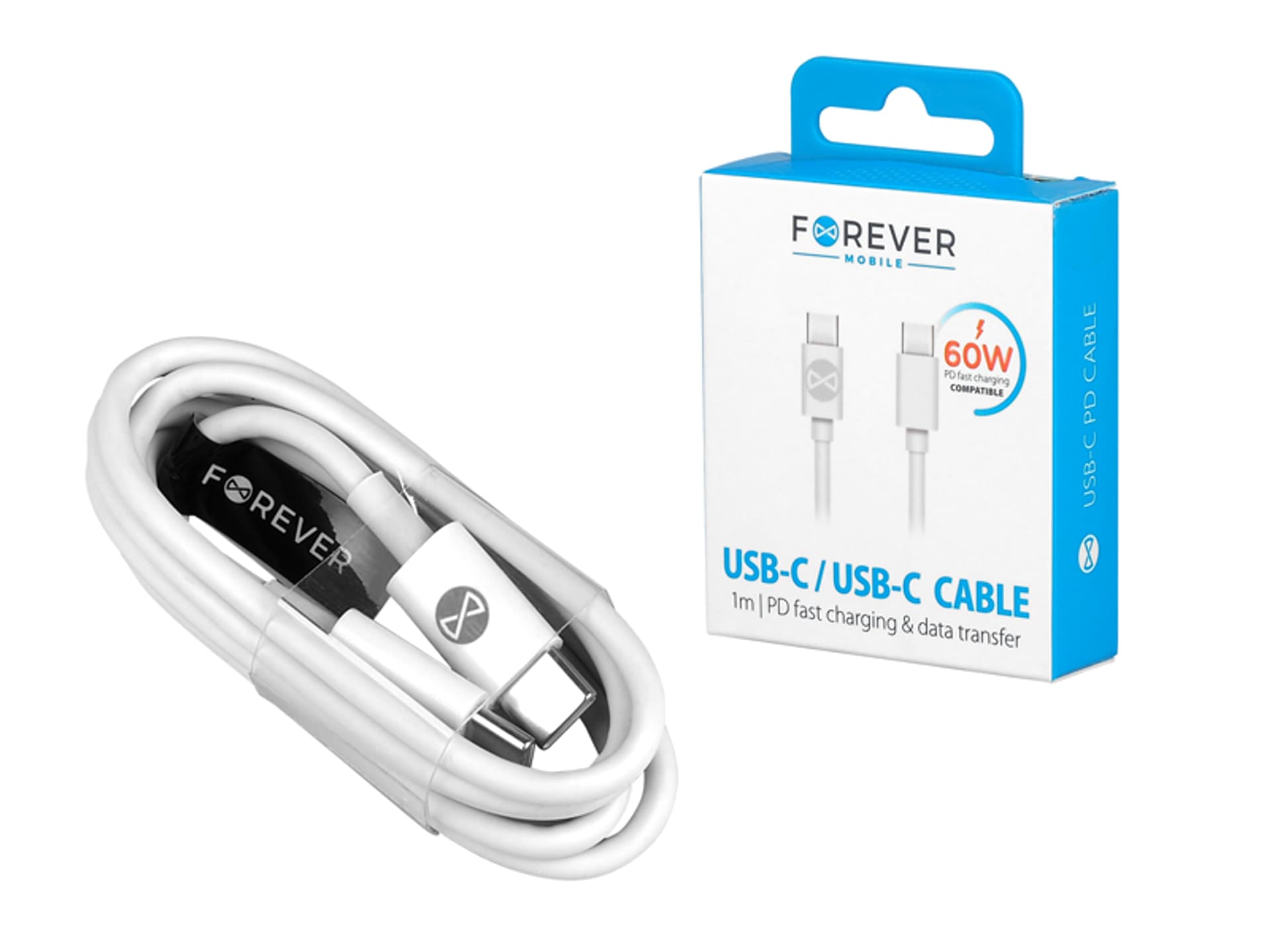 

Forever kabel USB type-C -type-C 1,0 m 3A biały (1LM)