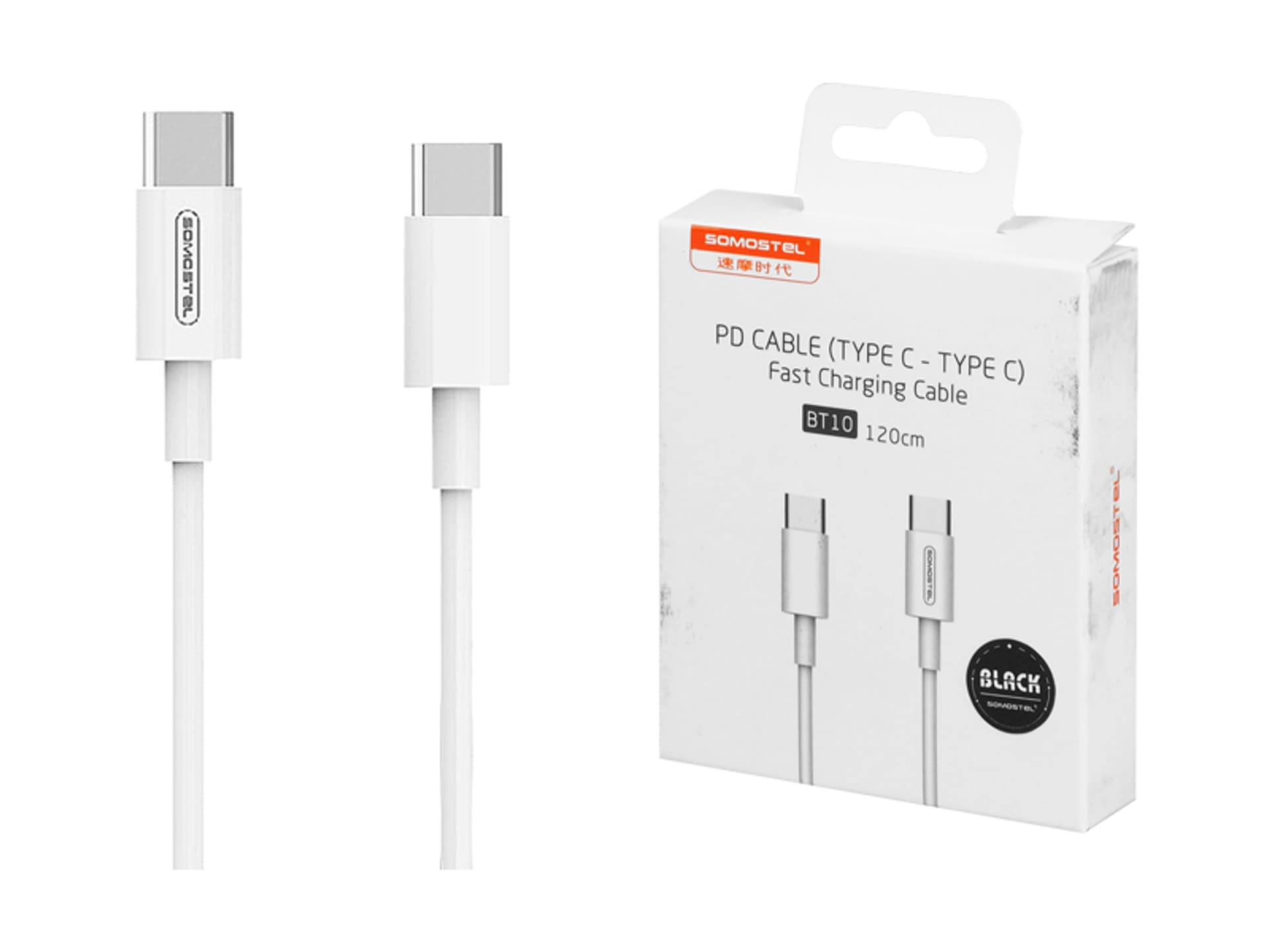 

Kabel USB Somostel SMS-BT10, 18 W, PD, USB Type-C/USB Type-C, 1.2 m, czarny. (1LM)