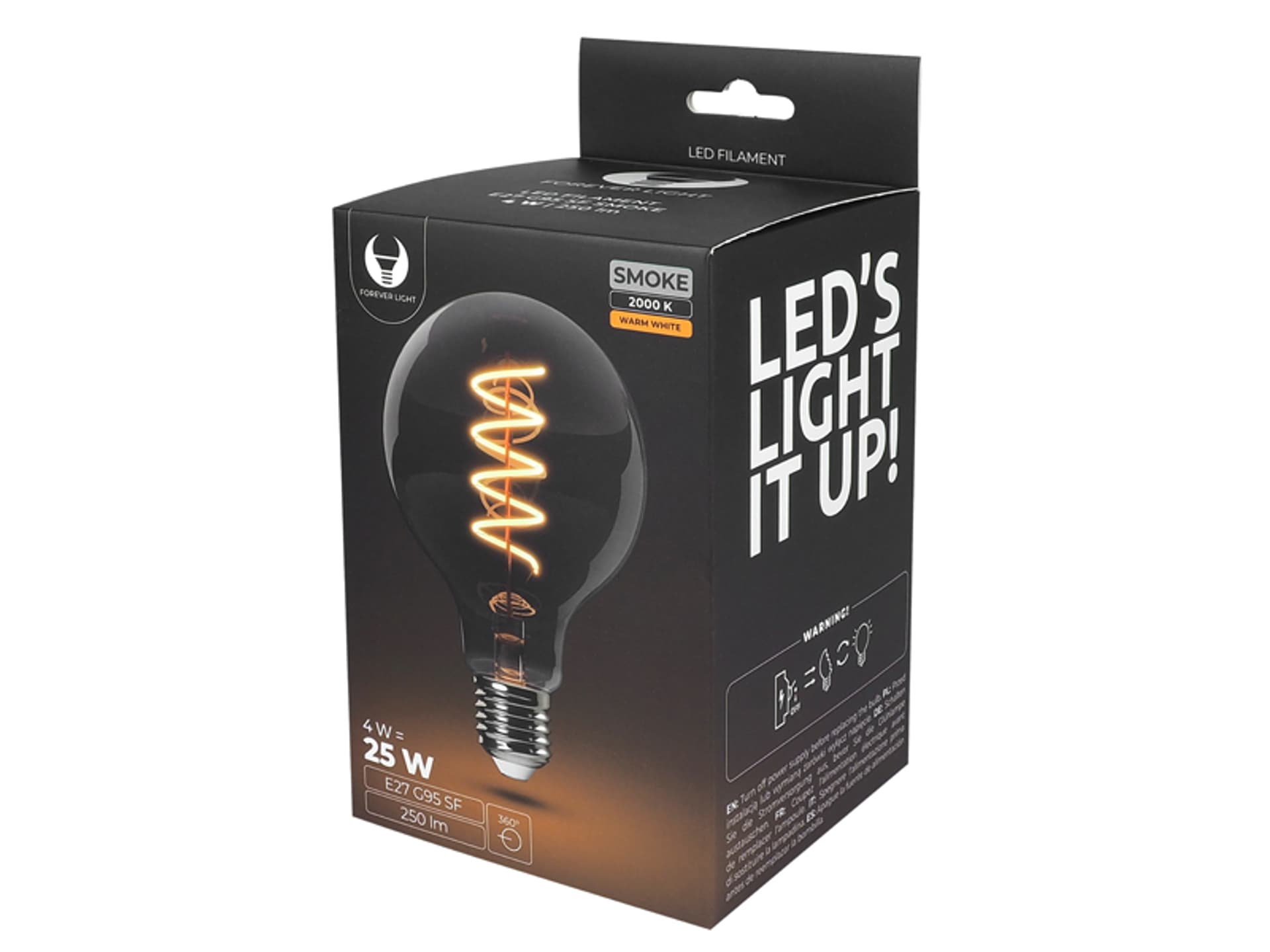 

1 szt. Żarówka LED Filament E27 G95 4W 230V 2000K 250lm SF dymiona forever Light