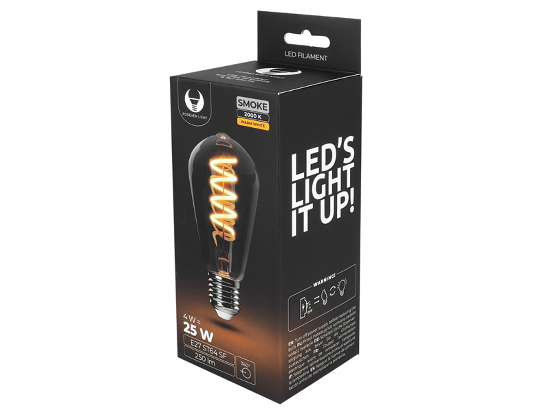 

1 szt. Żarówka LED Filament E27 ST64 4W 230V 2000K 250lm SF dymiona forever Light